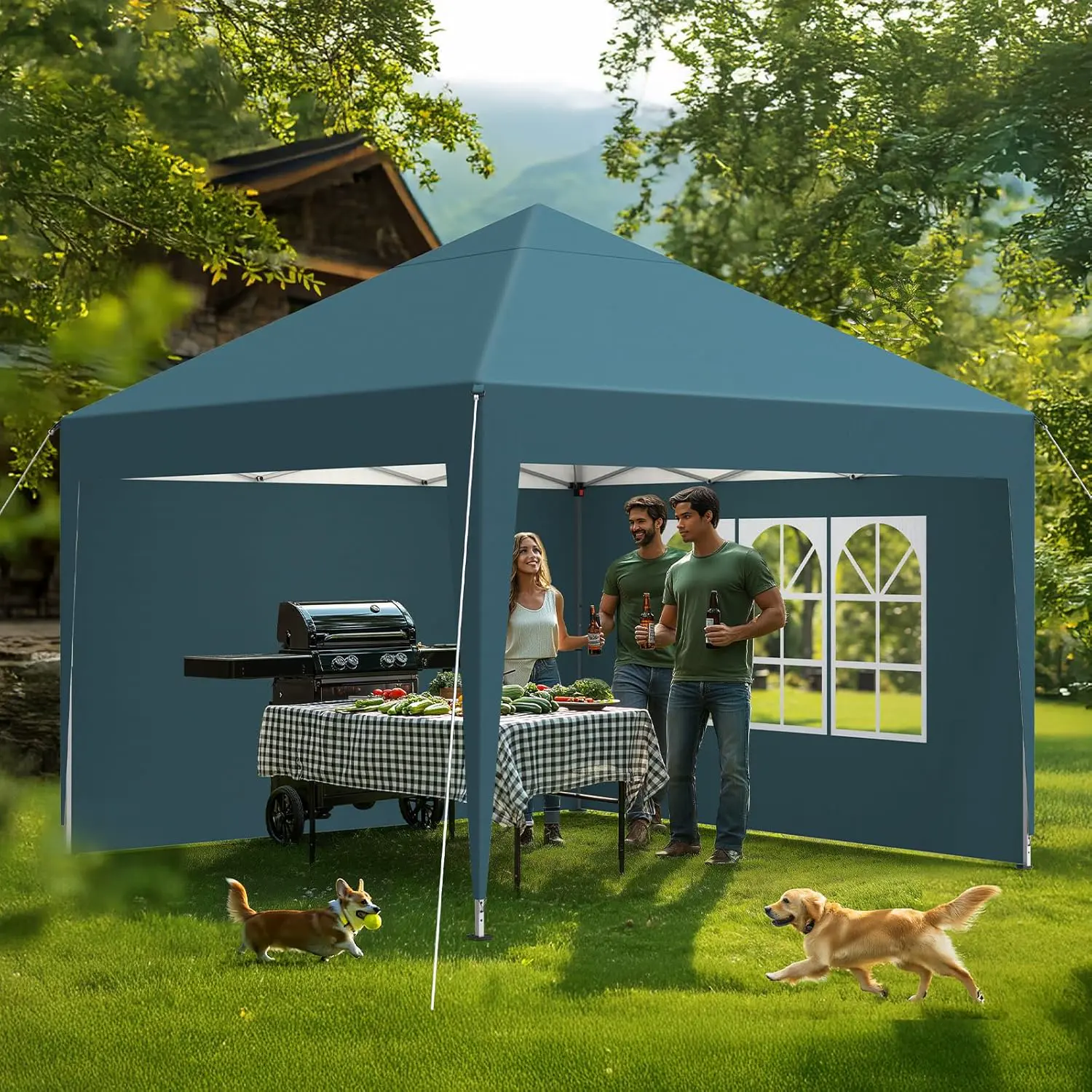 Tonnelle en acier vert 2,5x2,5m vue 8