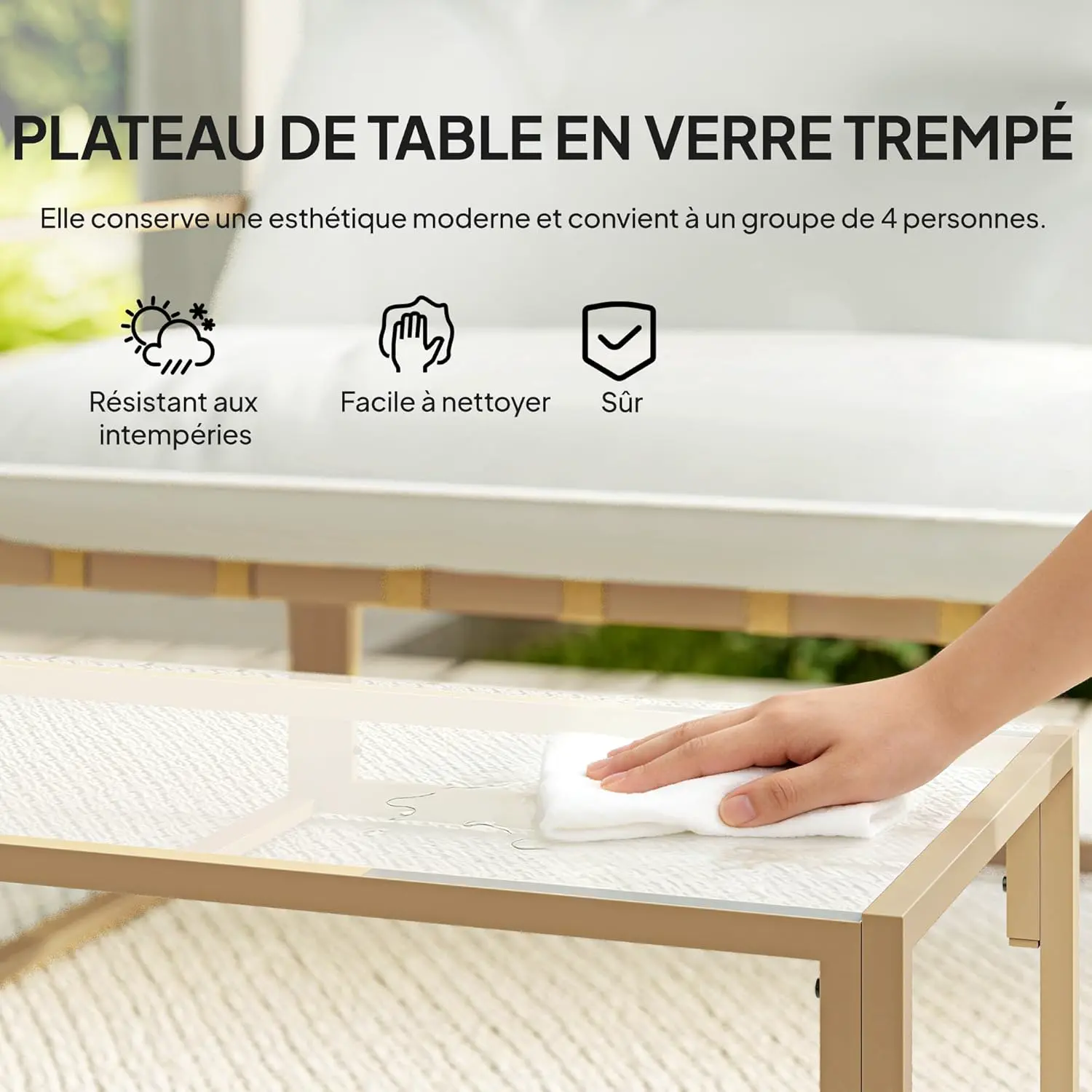 Salon de jardin 2 places en acier kaki 114 x 70 vue 4
