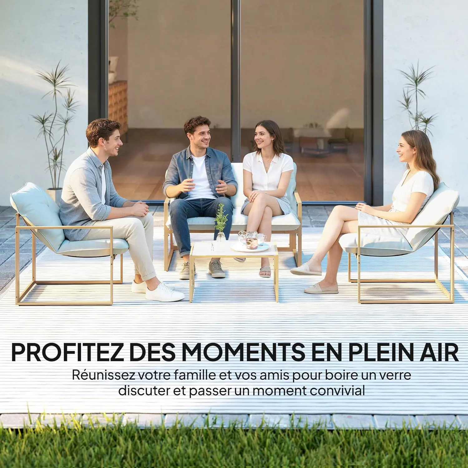 Salon de jardin 2 places en acier kaki 114 x 70 vue 6