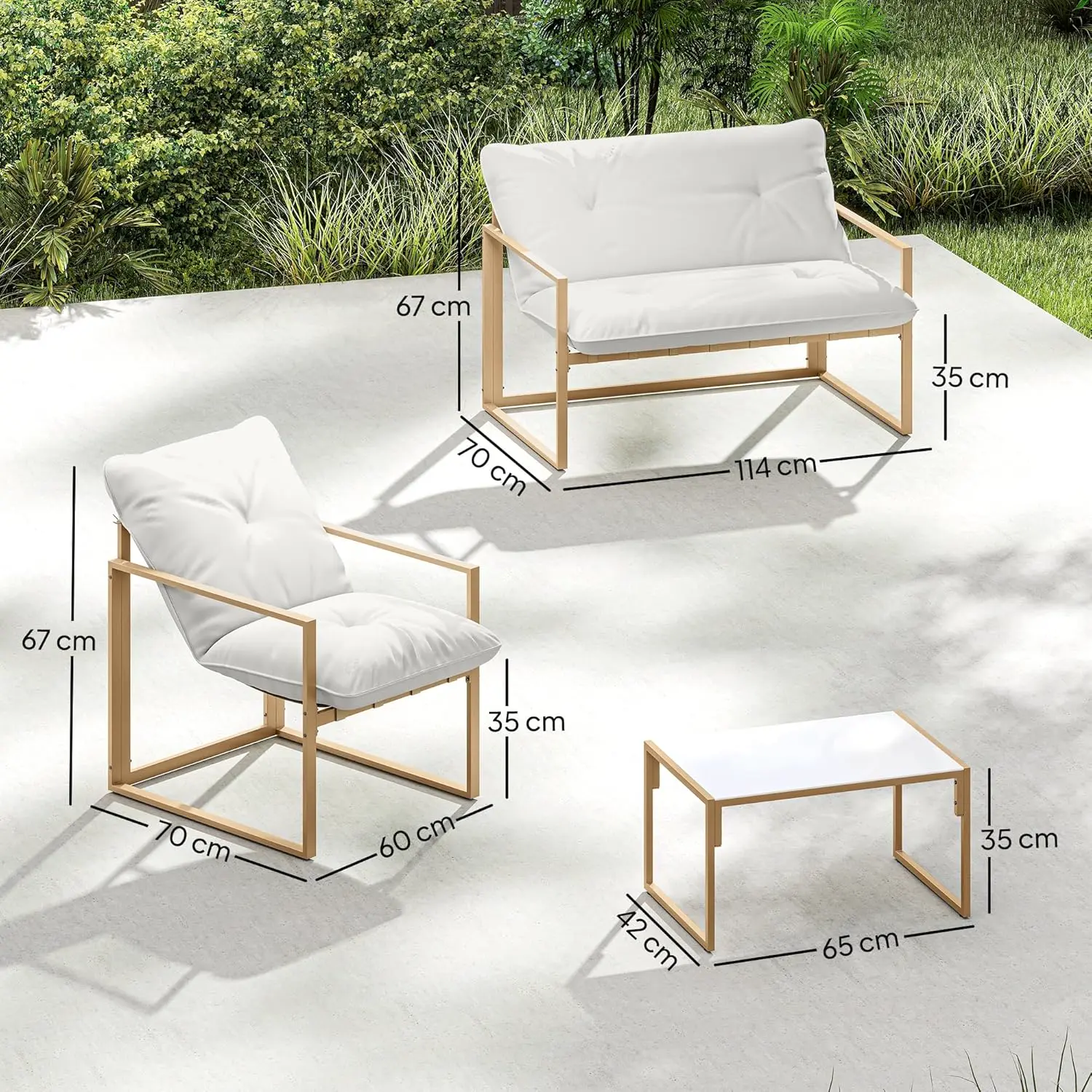 Salon de jardin 2 places en acier kaki 114 x 70 vue 7