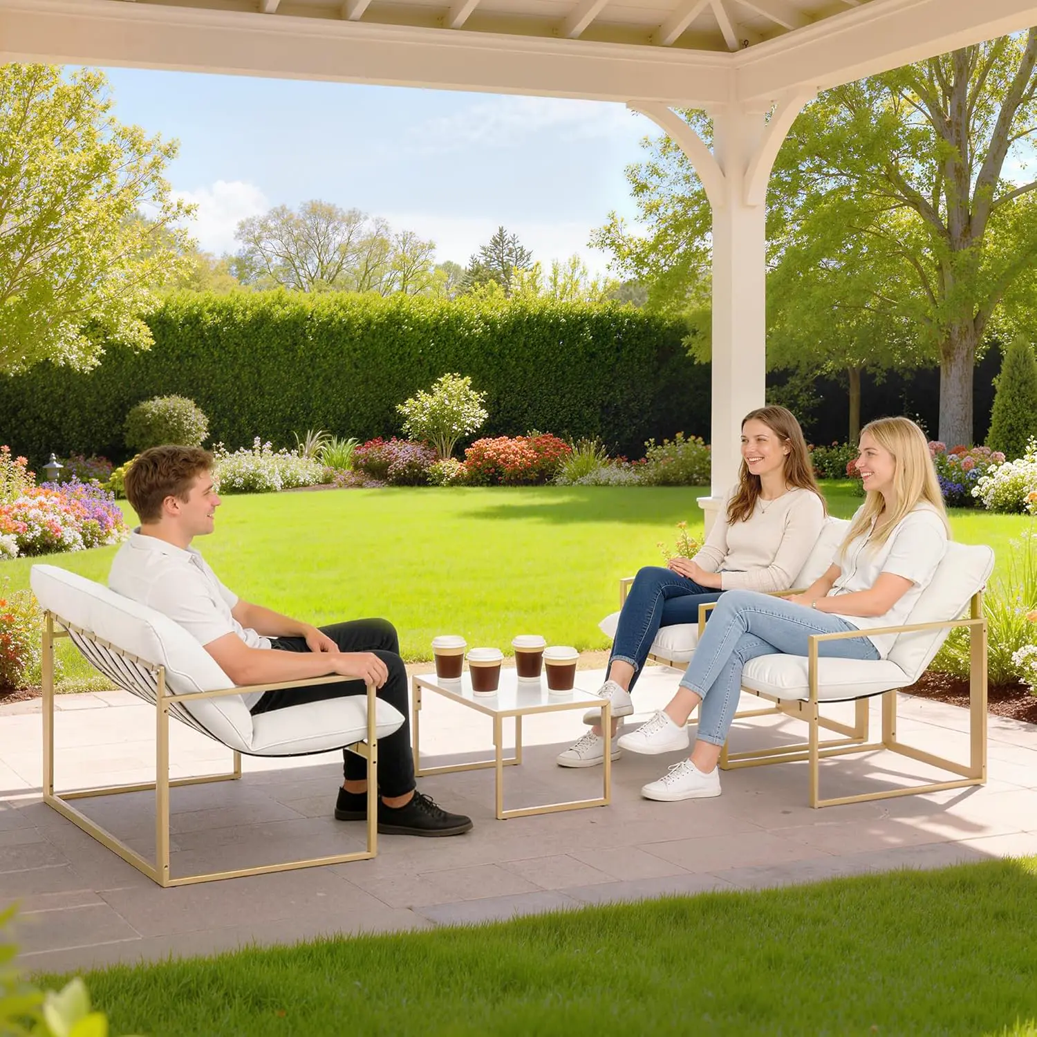 Salon de jardin 2 places en acier kaki 114 x 70 vue 8