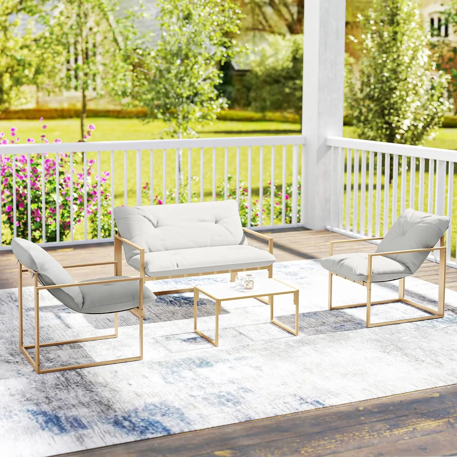 Salon de jardin 2 places en acier kaki 114 x 70 vue 9