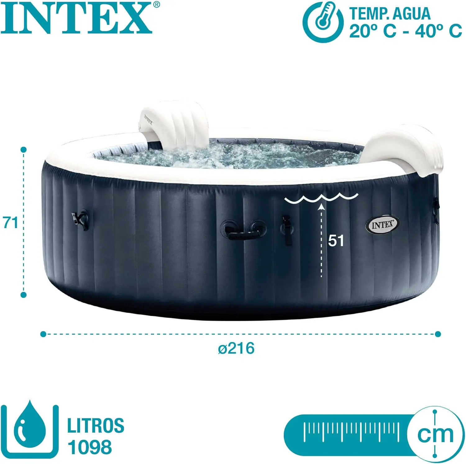 Spa gonflable 6 personnes 6 places 2,16 x 0,71 m vue 8