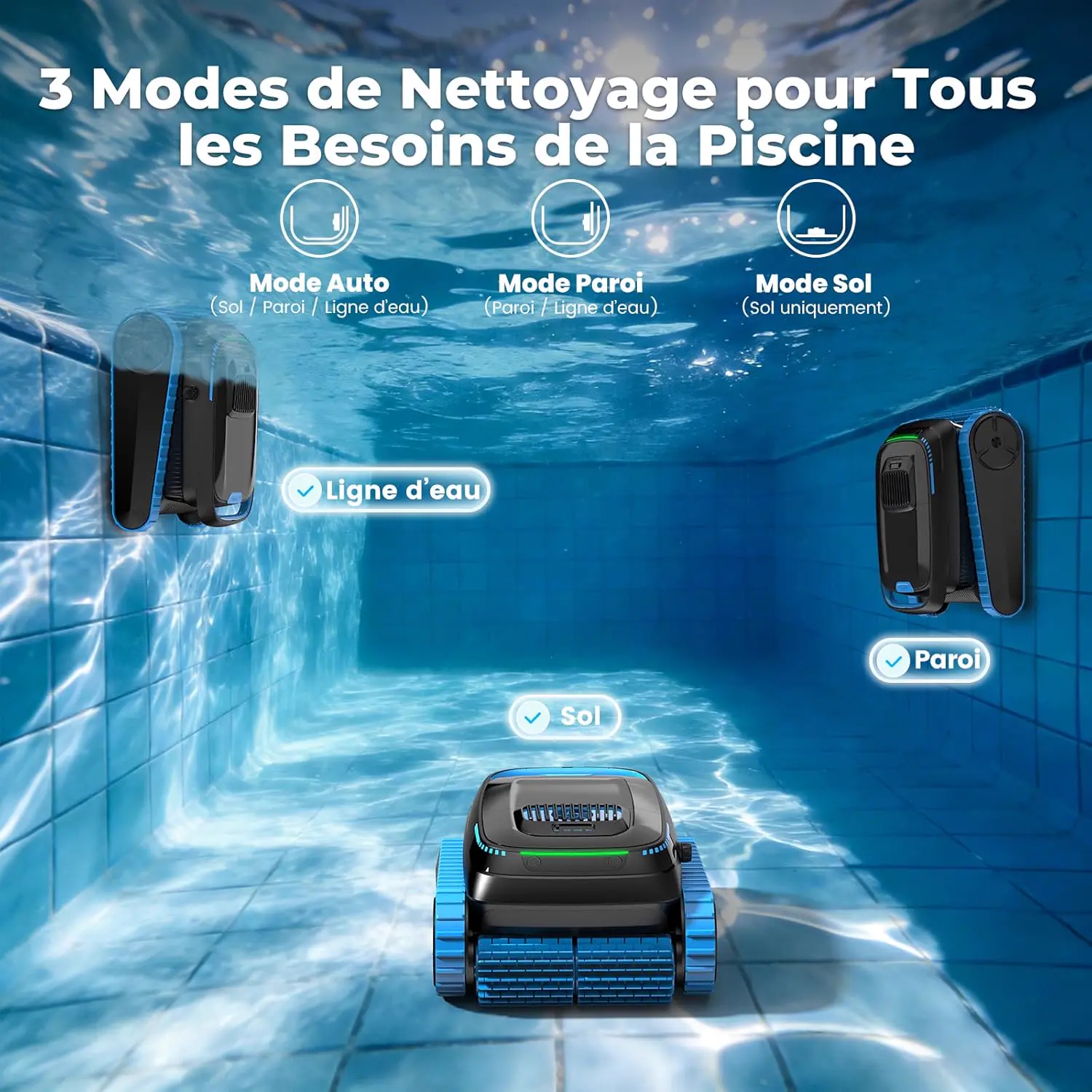 Robot piscine sable 170 m² vue 2
