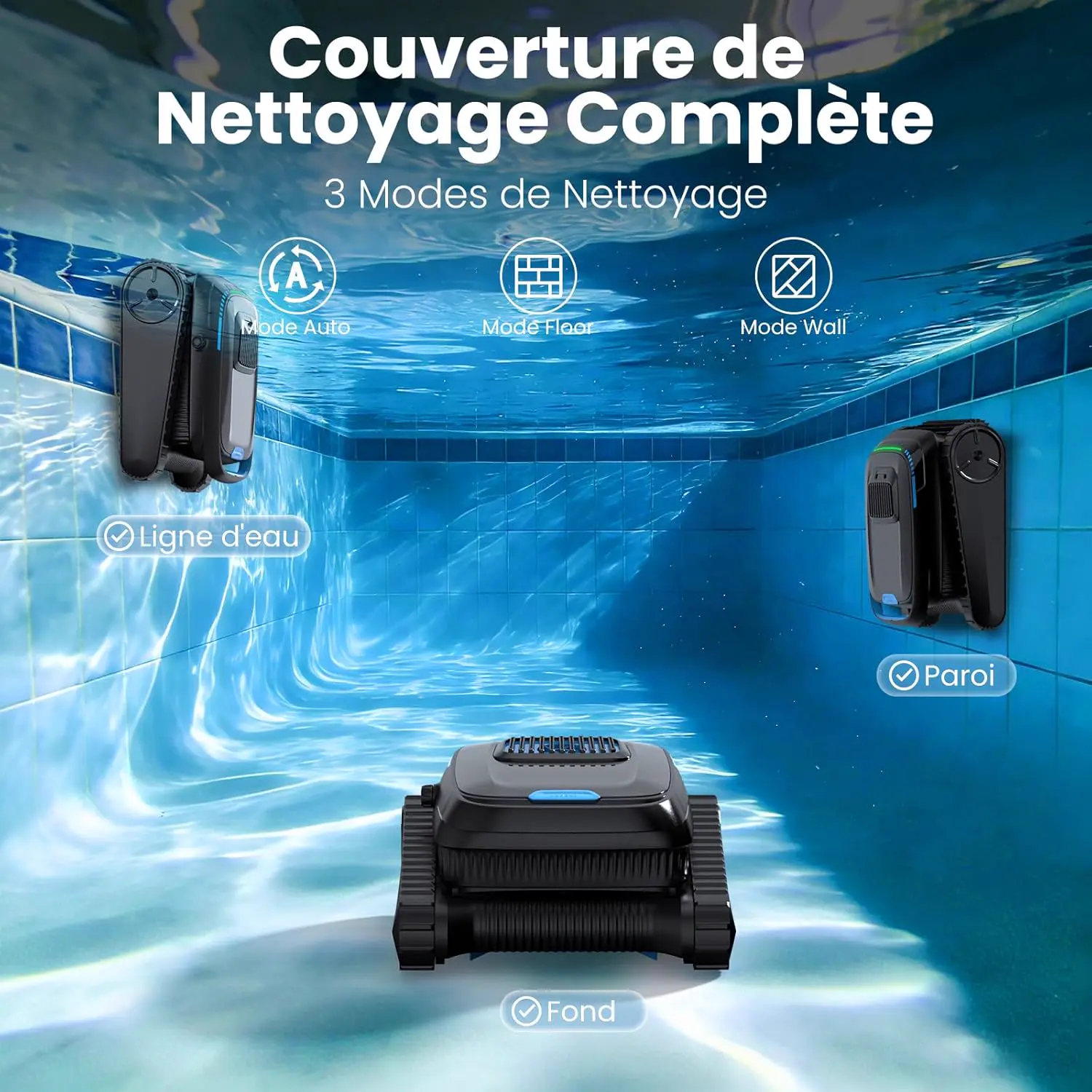 Robot piscine sable 170 m² vue 2