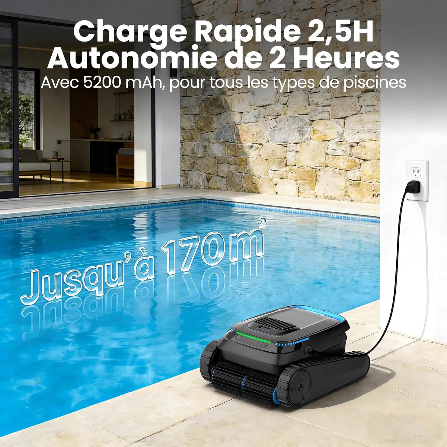 Robot piscine sable 170 m² vue 7