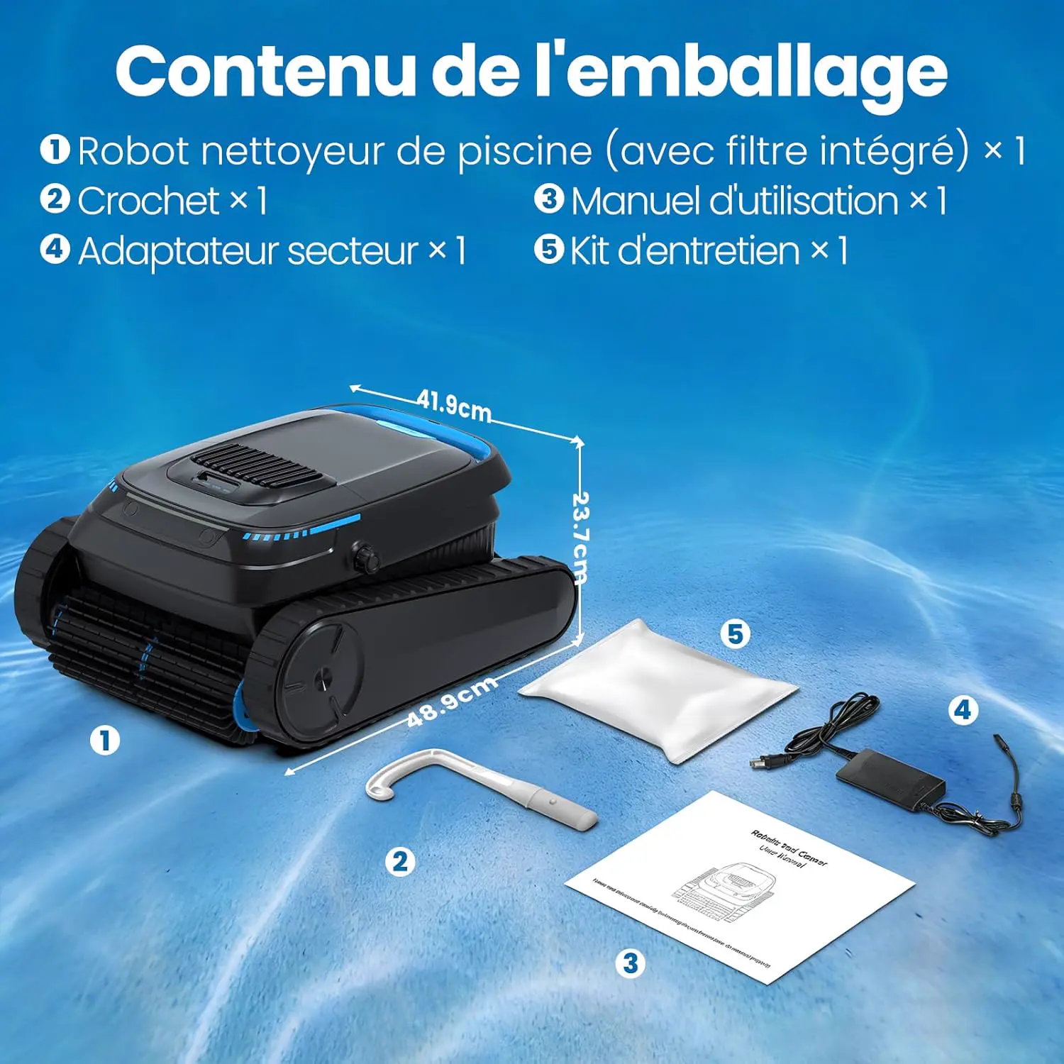 Robot piscine sable 170 m² vue 9