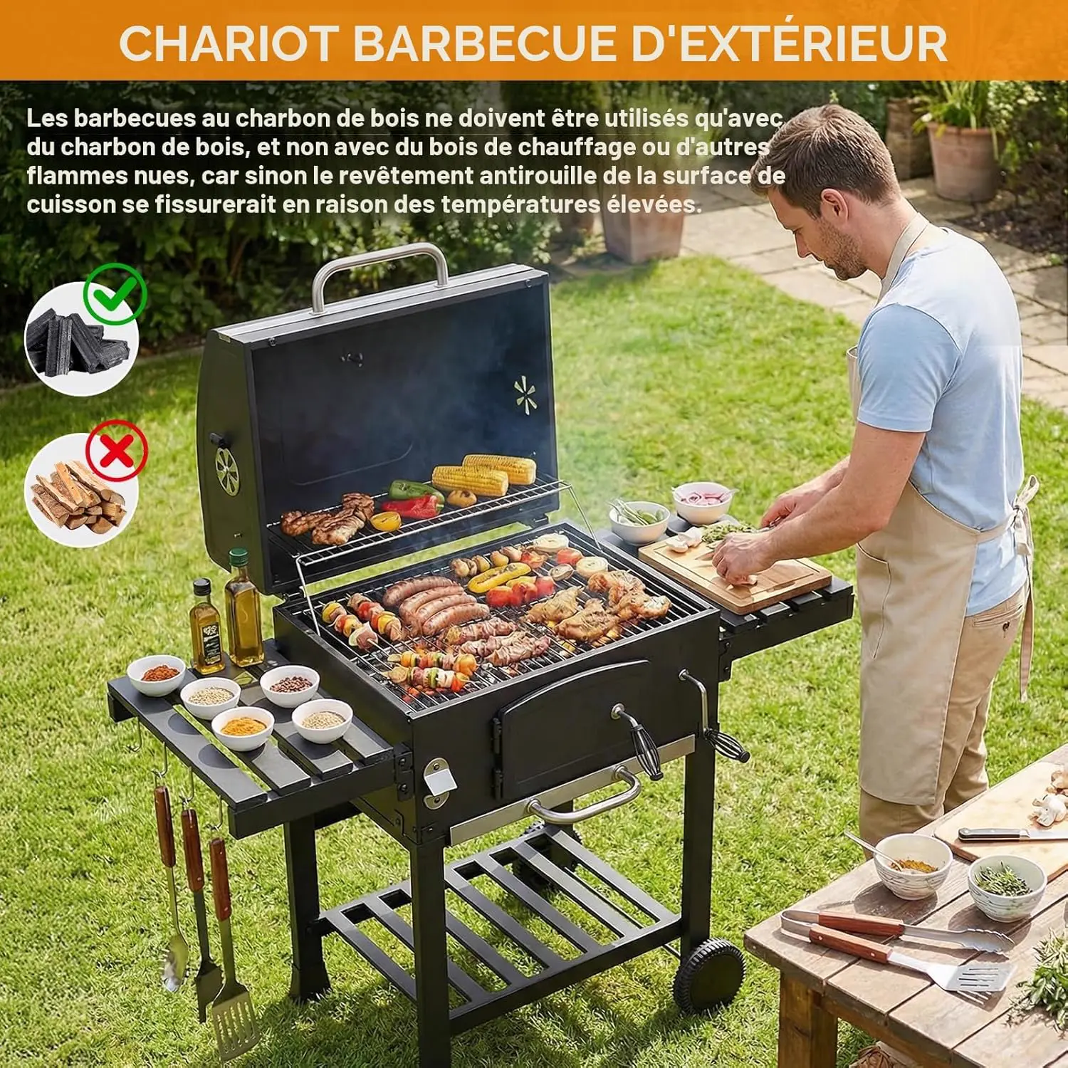 Barbecue weber 8 places en métal 57 x 42 cm vue 6