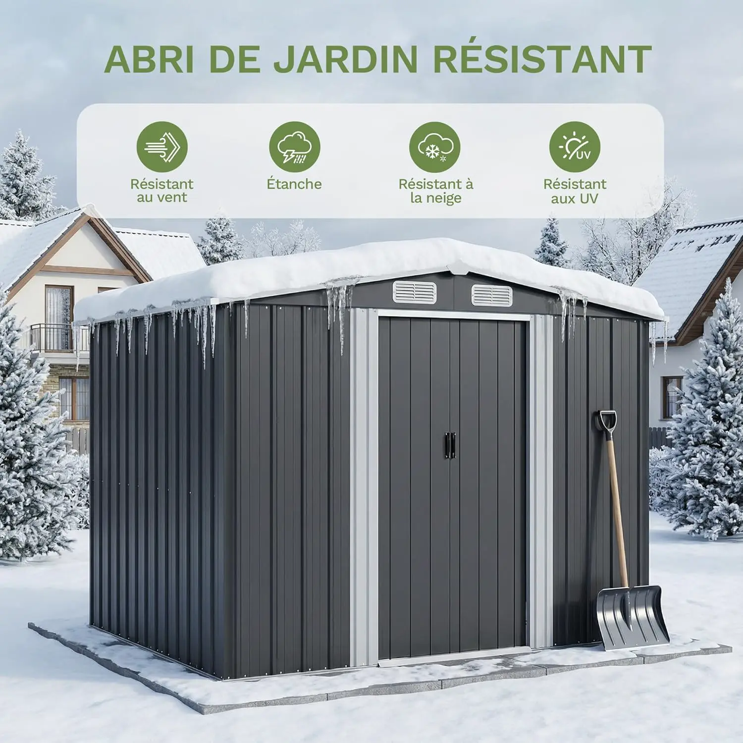 Abri de jardin en métal en acier noir 234x199 cm vue 4