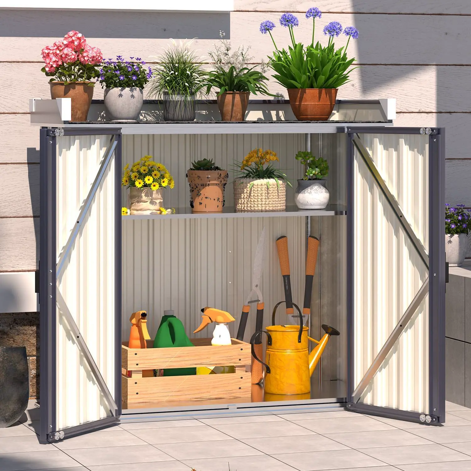 Abri de jardin en métal en métal gris vue 3