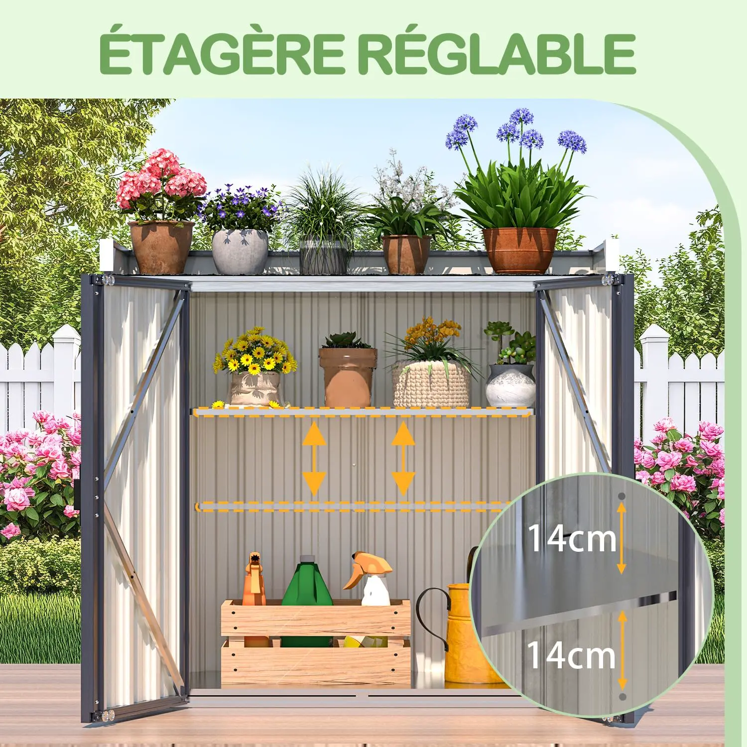Abri de jardin en métal en métal gris vue 5