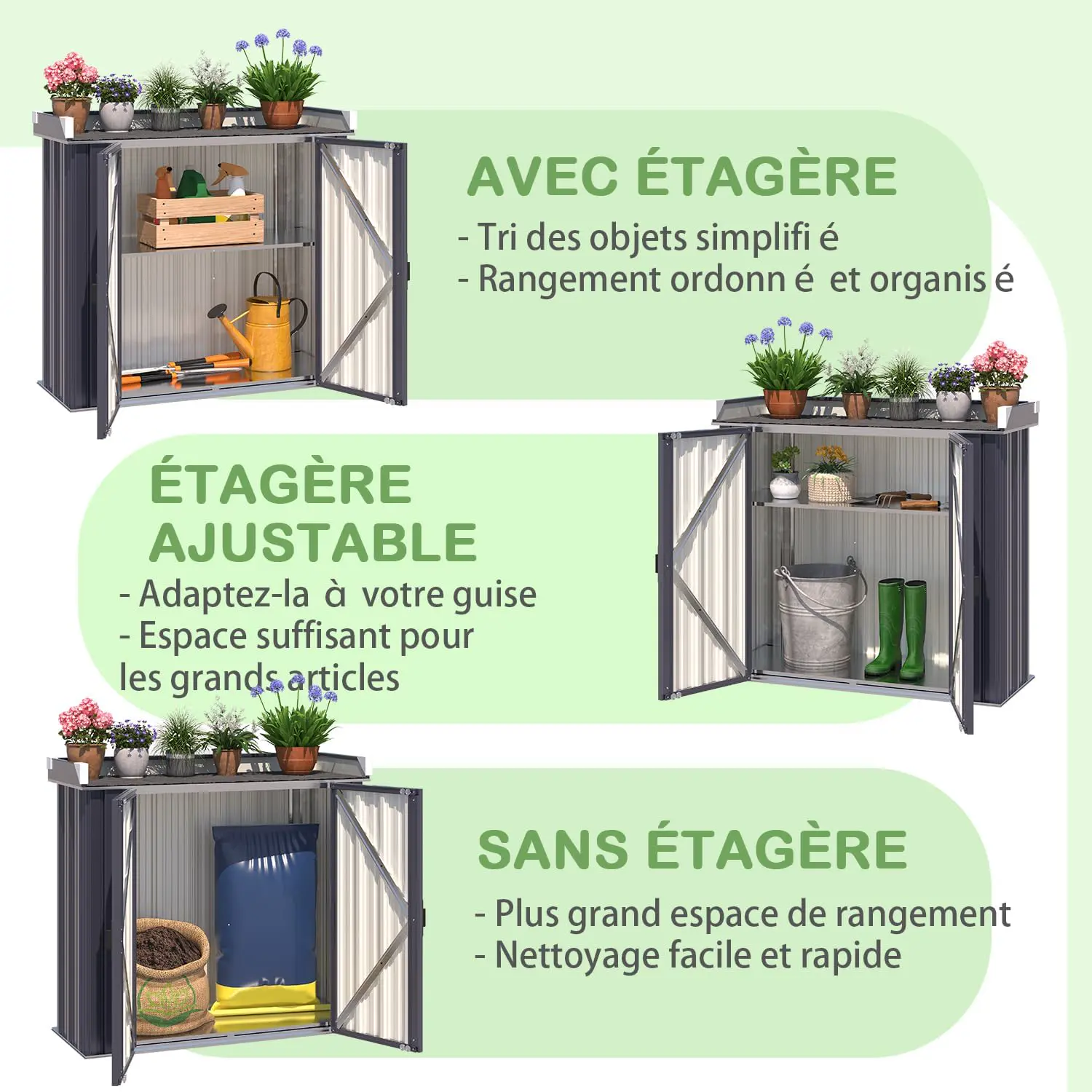 Abri de jardin en métal en métal gris vue 7