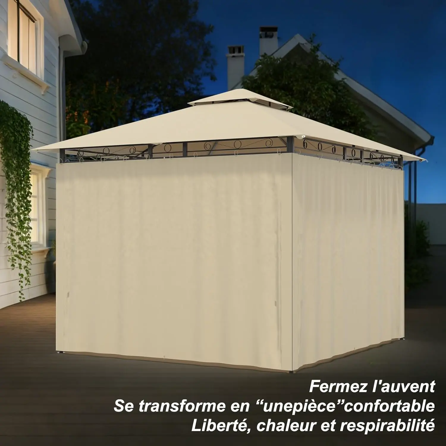 Tonnelle en métal beige 3x3m vue 7