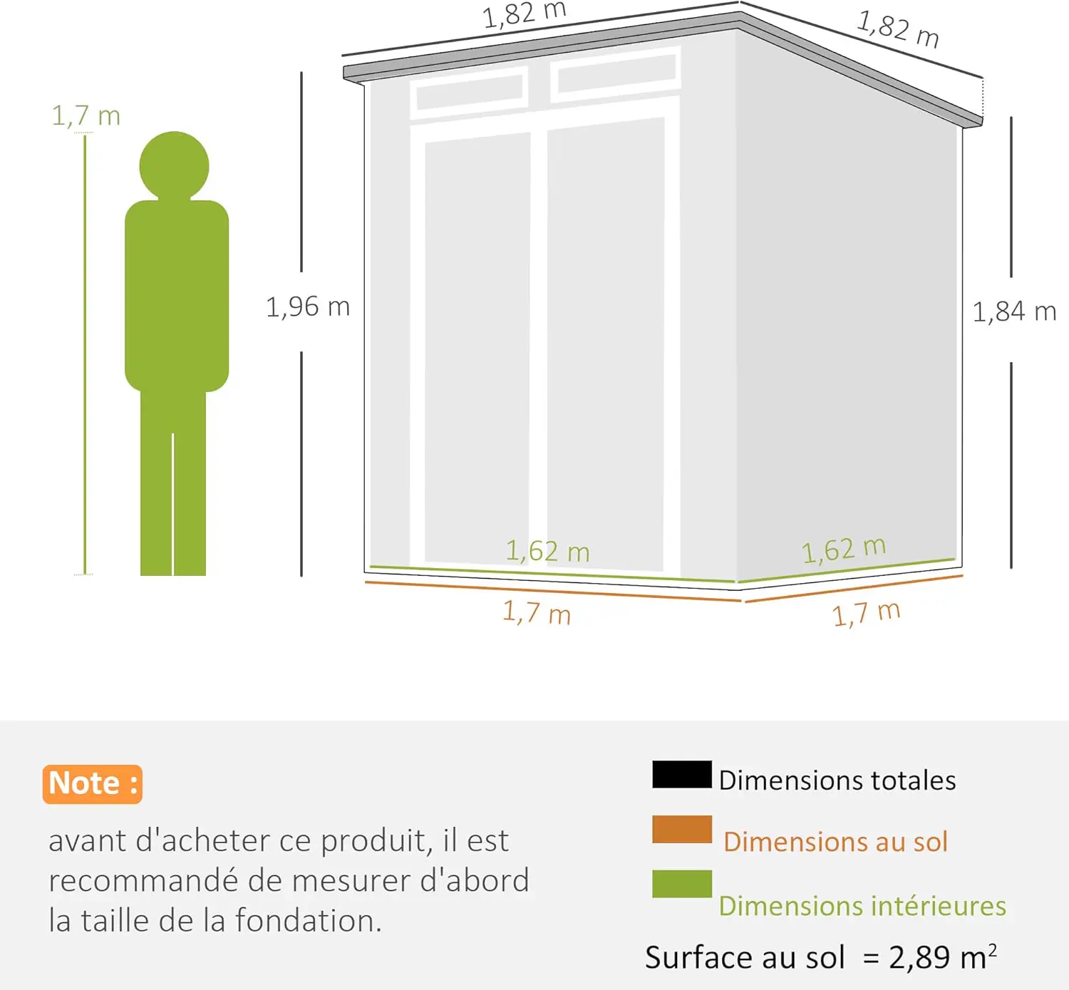 Abri de jardin en résine en résine gris 3,3 m² vue 7