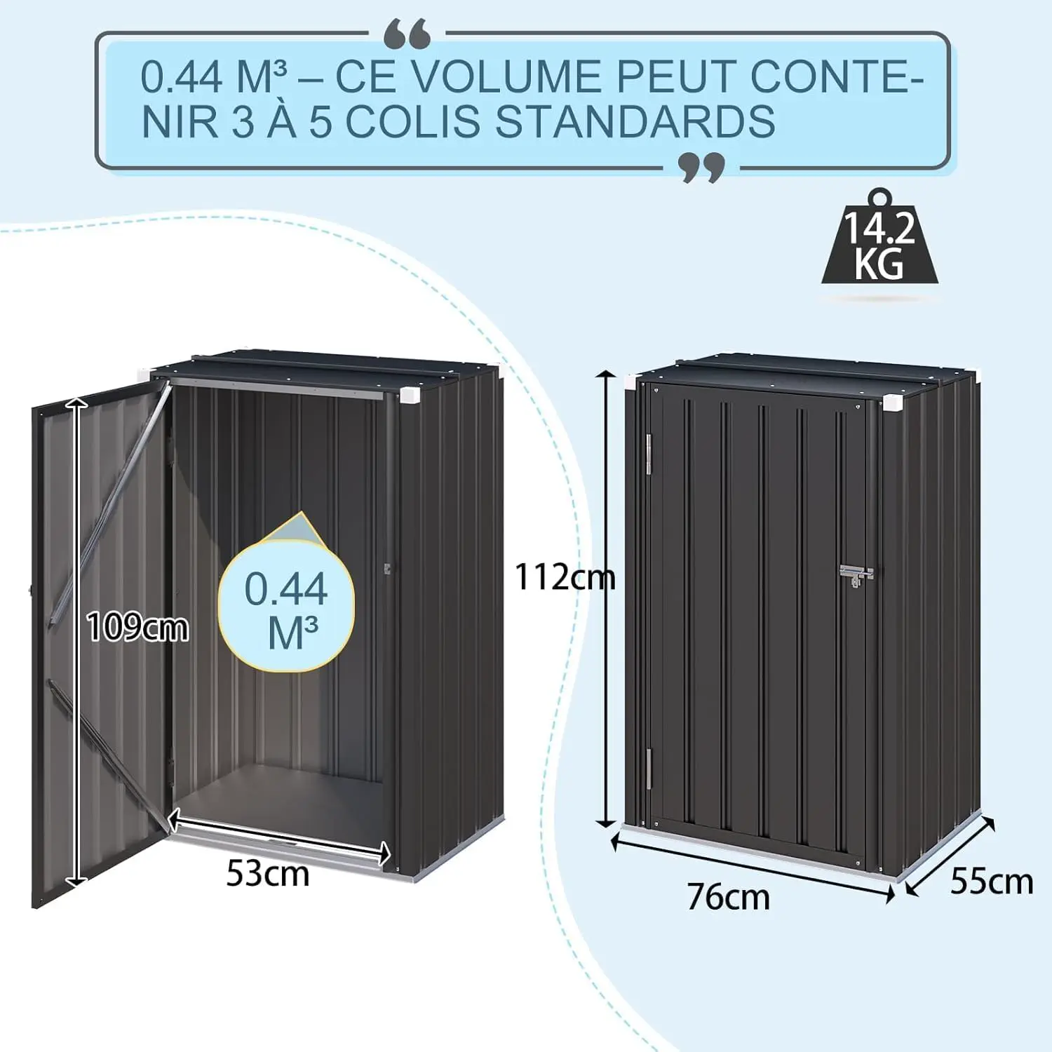 Abri de jardin en métal en métal gris vue 4