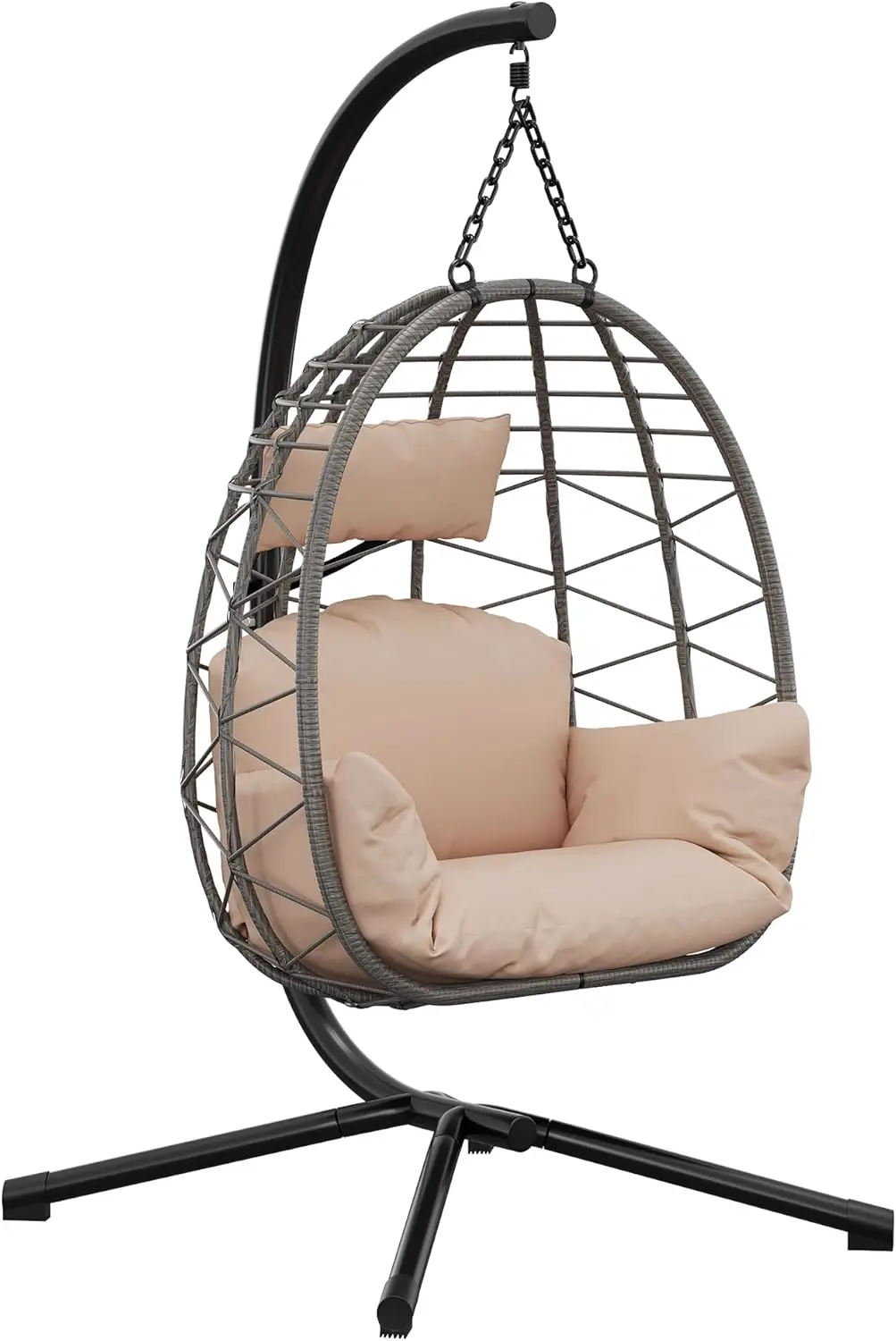 Fauteuils suspendus en acier beige vue 1
