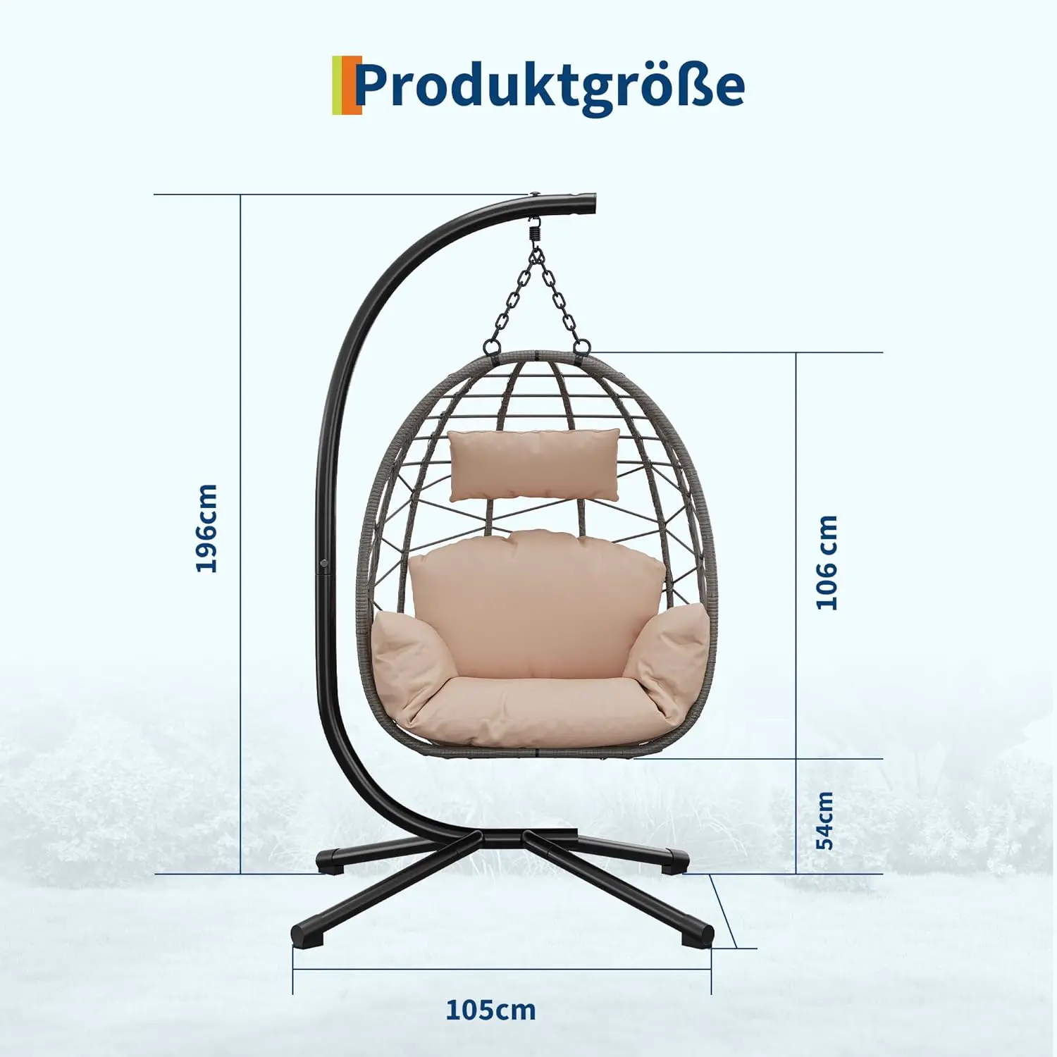 Fauteuils suspendus en acier beige vue 2