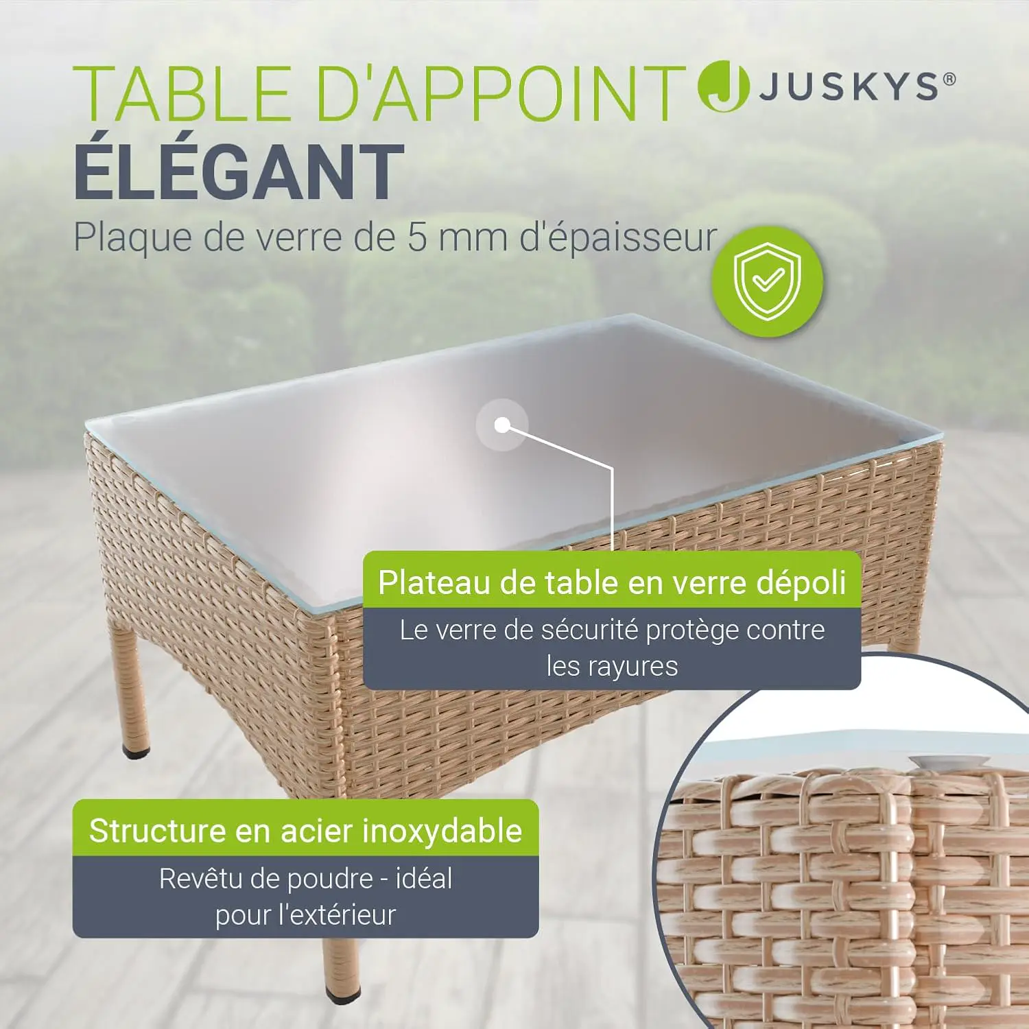 Salon de jardin 4 places en acier beige 139 x 102 vue 5