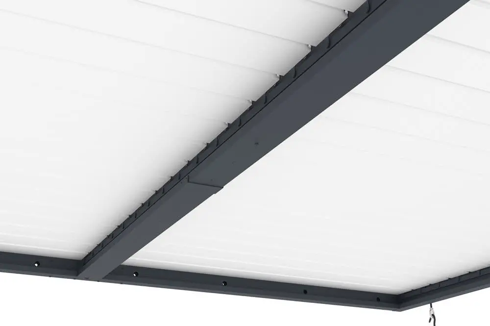 Pergola en aluminium gris 11,8 m² adossée vue 8