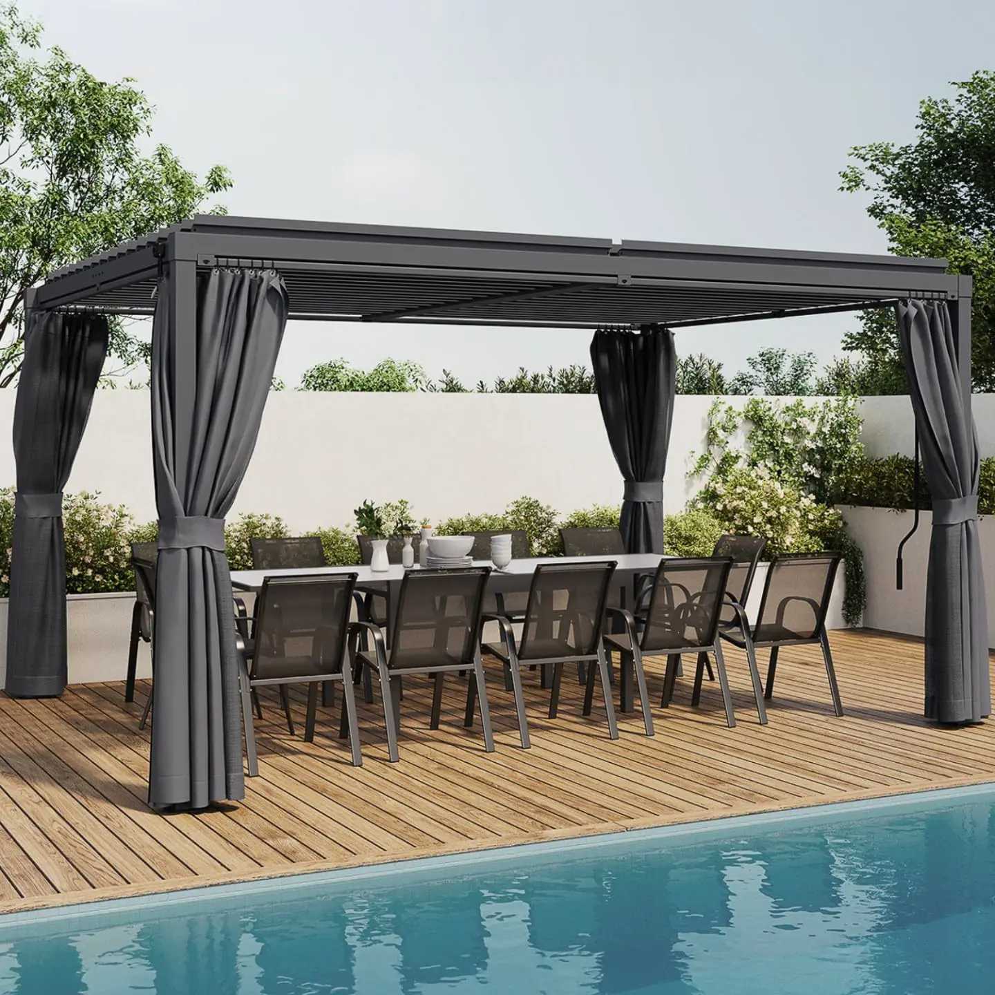 Pergola en acier gris/anthracite 20,5 x 3,5 cm vue 2