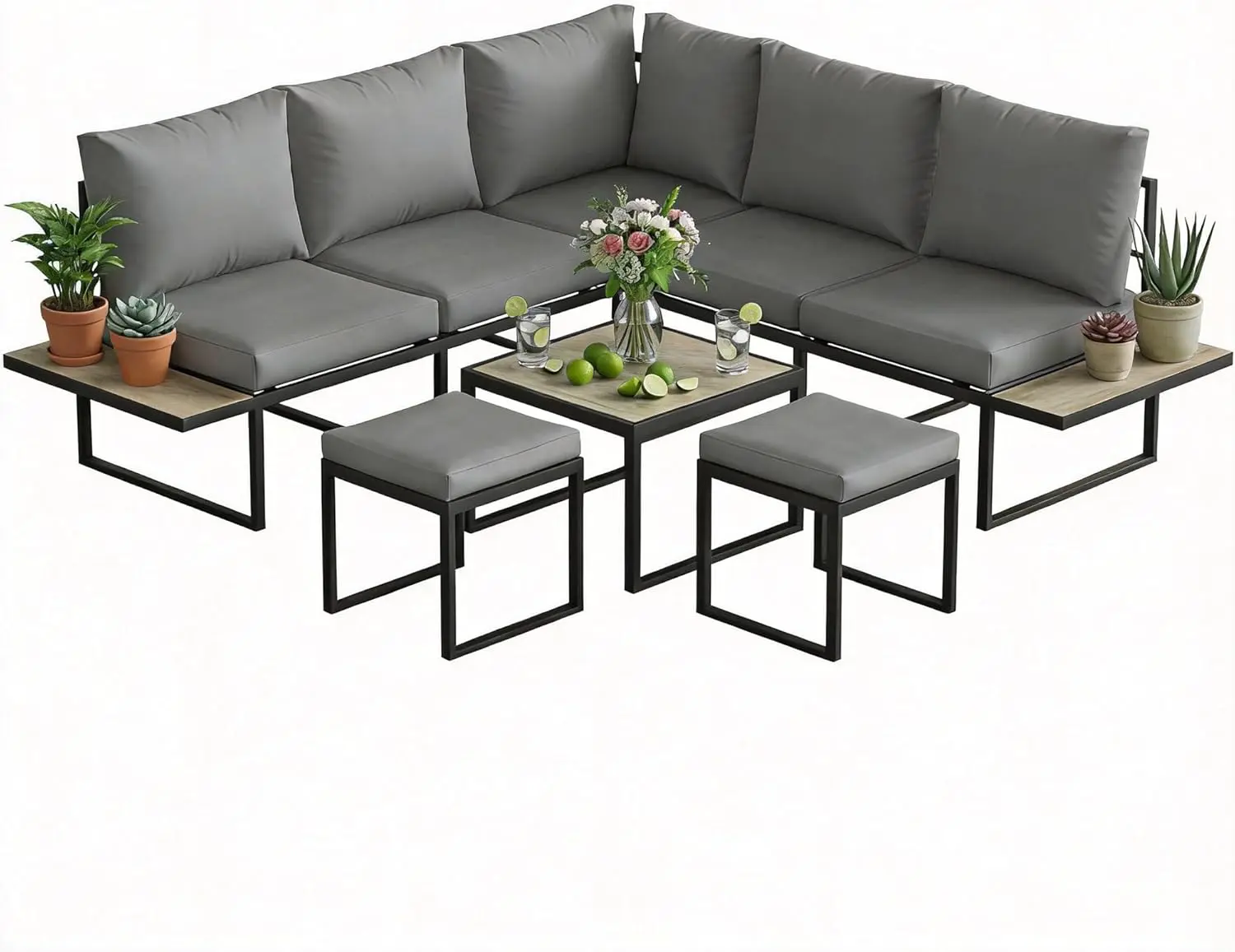 Outsunny Salon de Jardin extérieur 6 Personnes