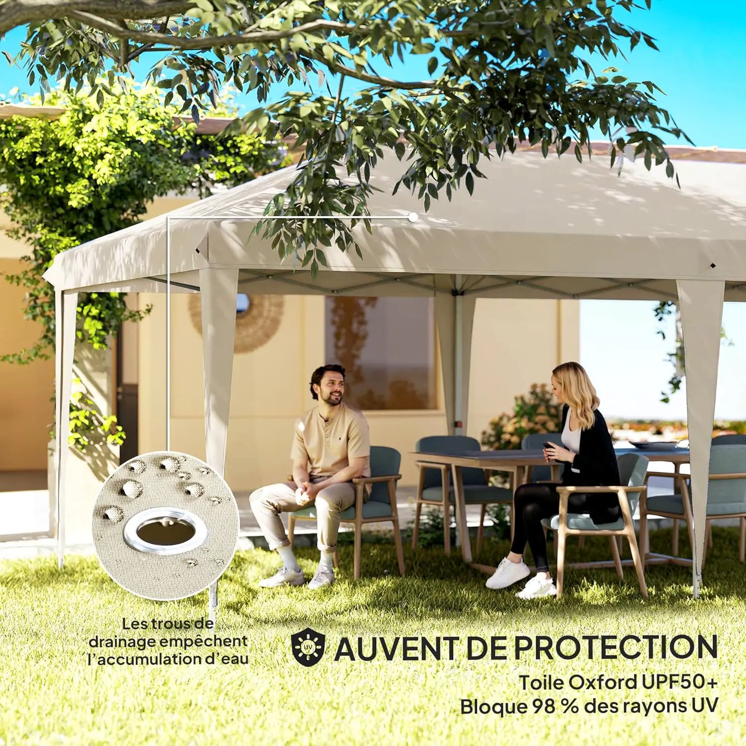Tonnelle en métal beige 3x6m vue 5