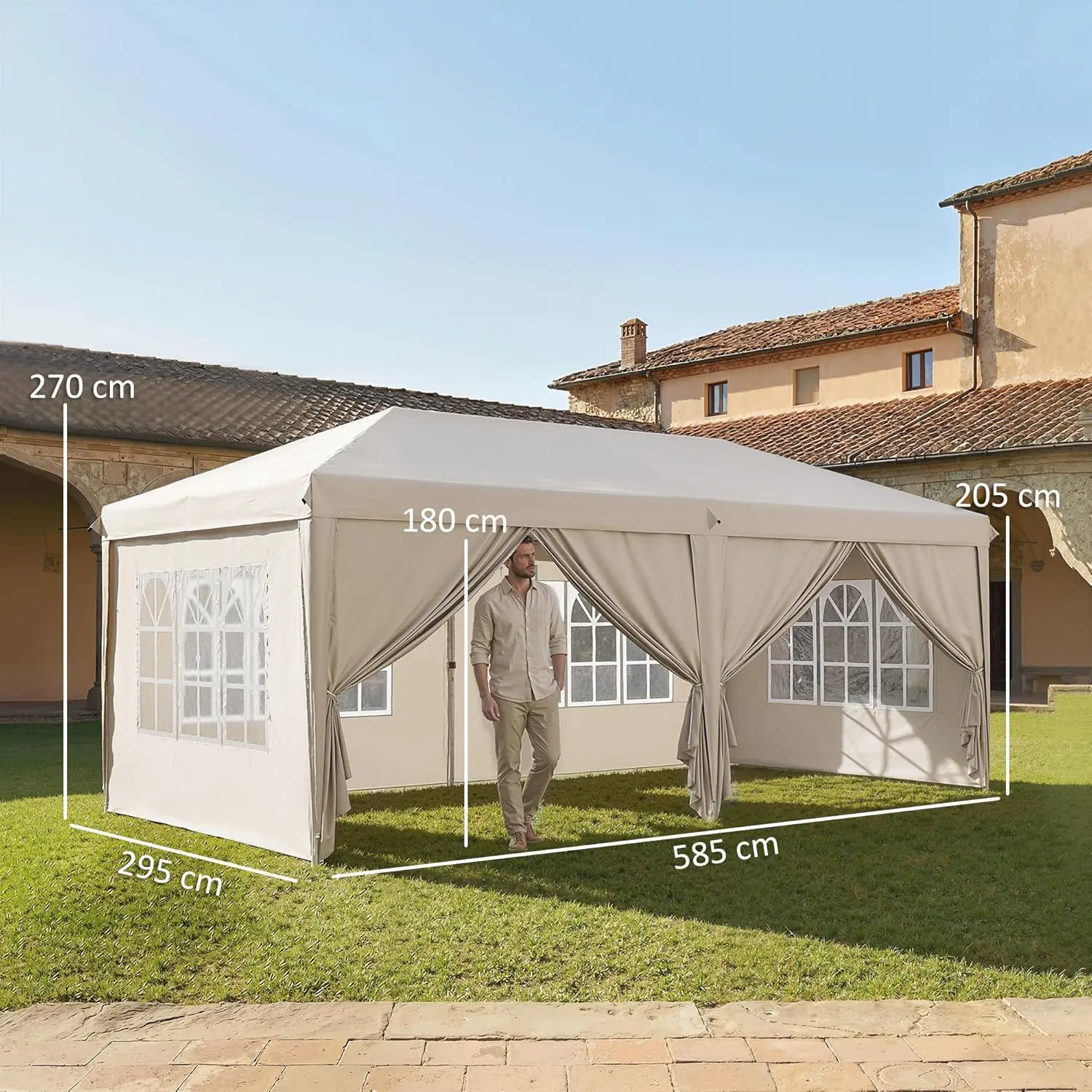 Tonnelle en métal beige 3x6m vue 7