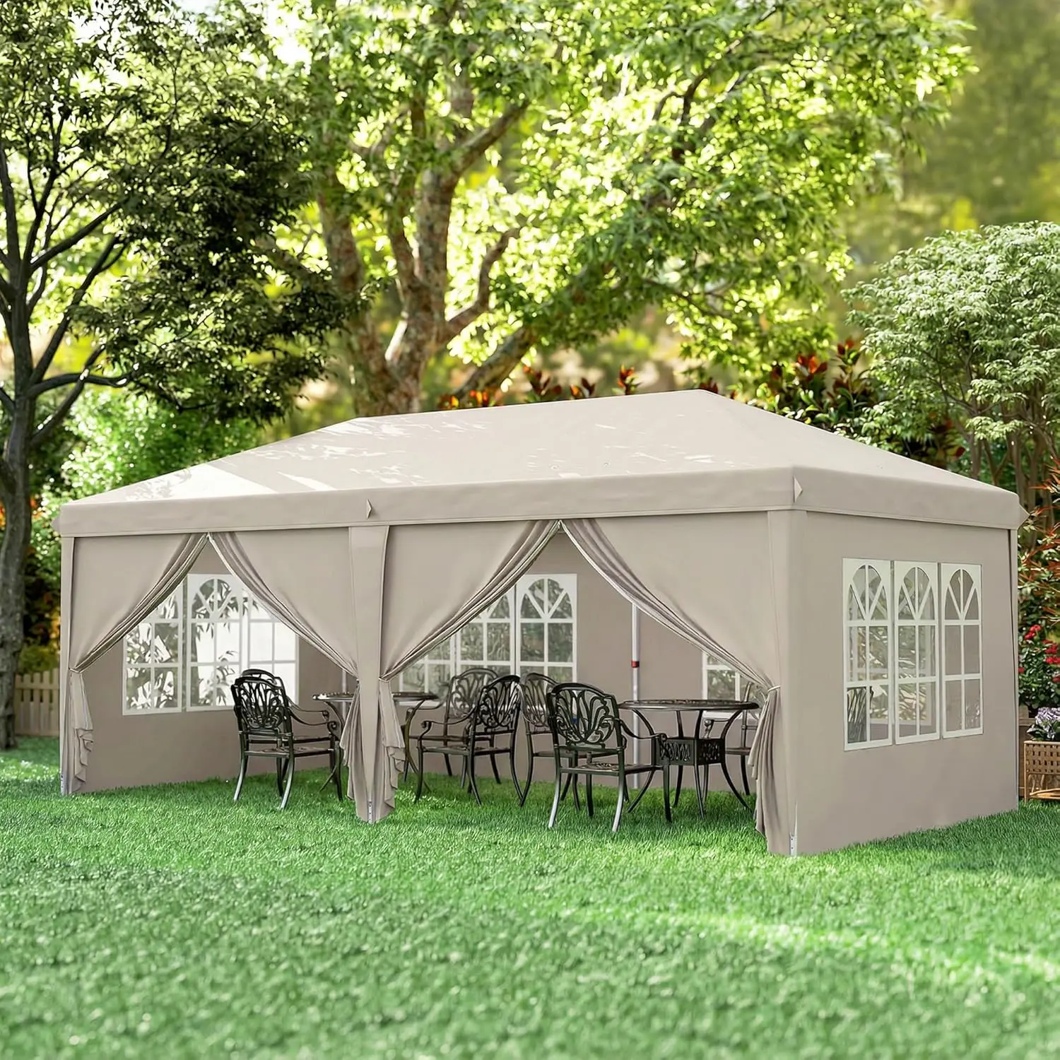 Tonnelle en métal beige 3x6m vue 9