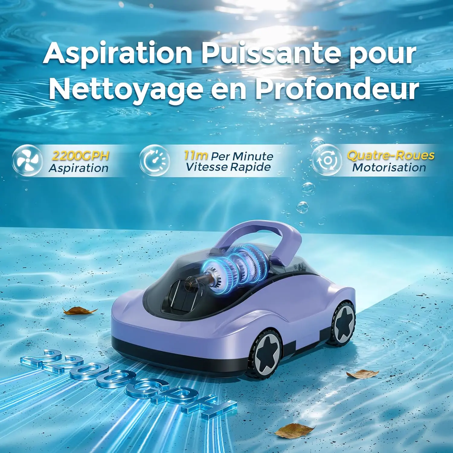 Robot piscine sable 200 m² vue 2