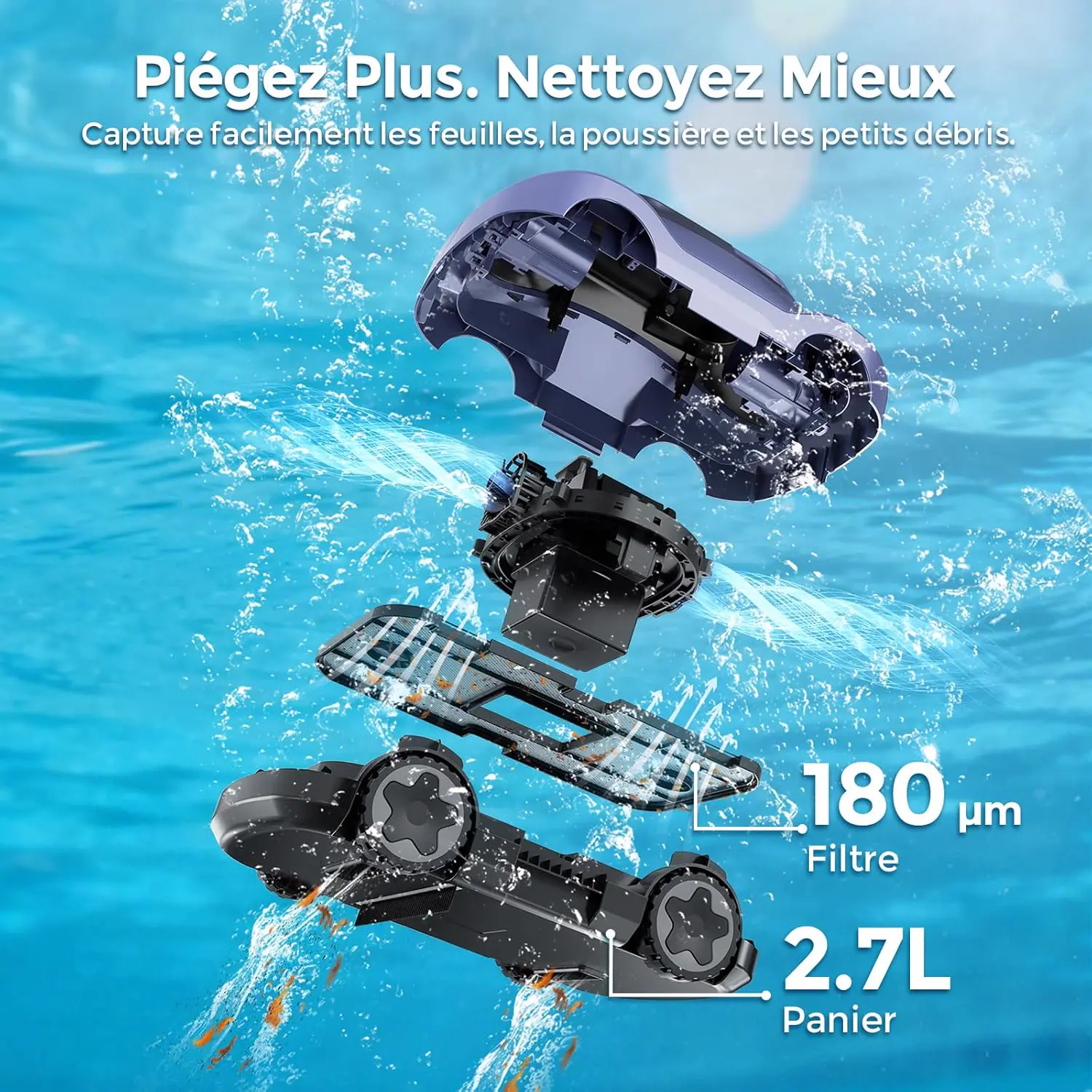 Robot piscine sable 200 m² vue 4