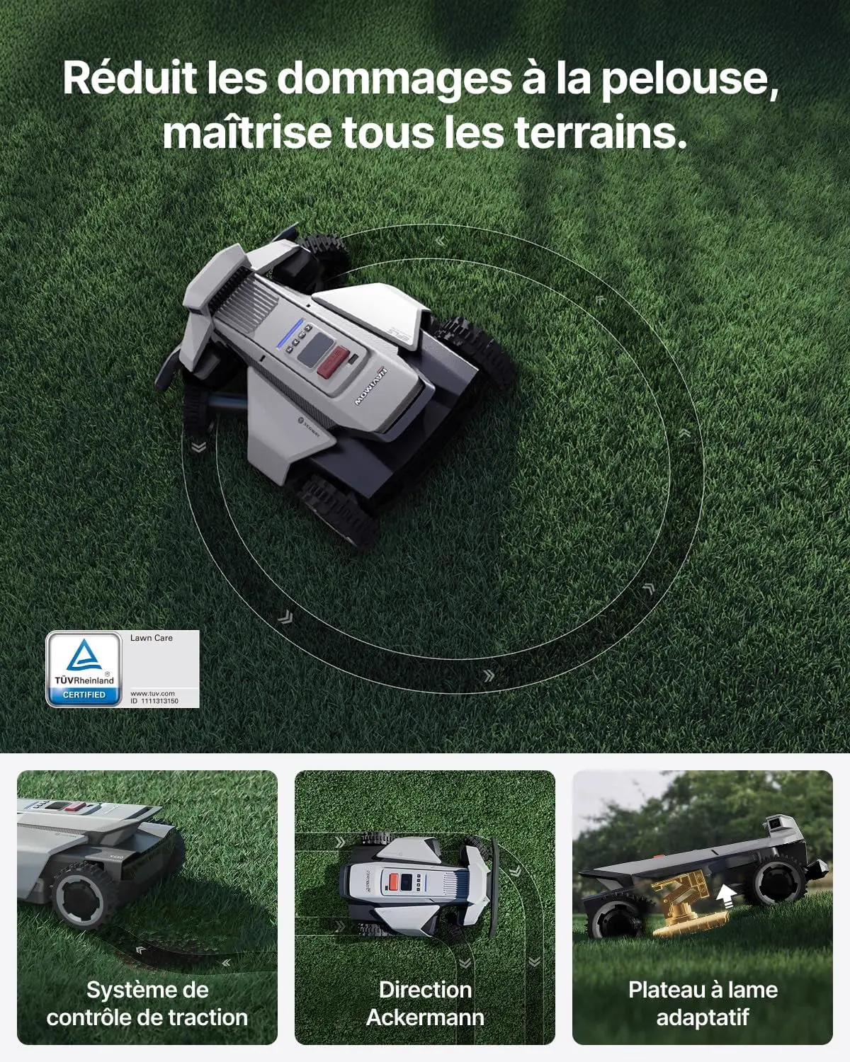 Robot tondeuse gris 000 m² vue 3