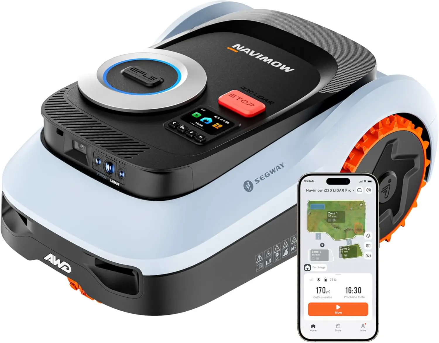 Segway Navimow i220 LiDAR Pro Robot Tondeuse sans Fil périphérique