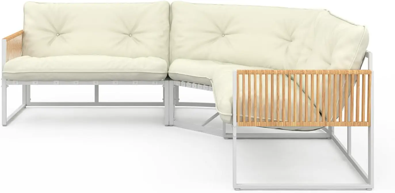 Salon de jardin 8 places en rotin blanc vue 3