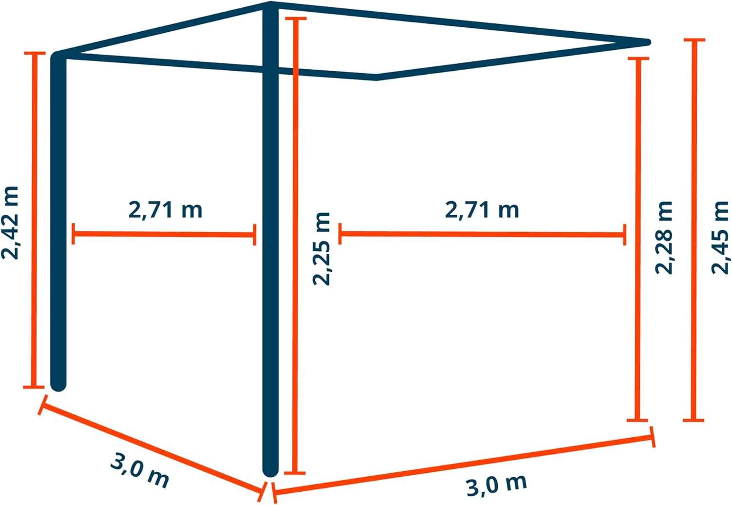 Pergola en acier anthracite 3x4 m adossée vue 5