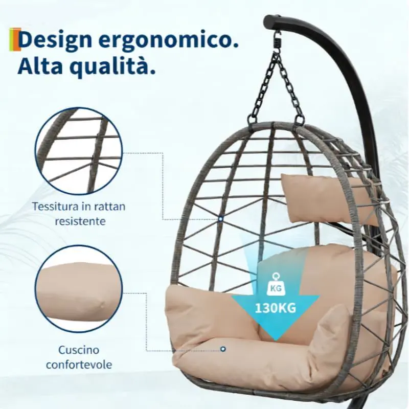 Fauteuils suspendus en acier beige vue 4