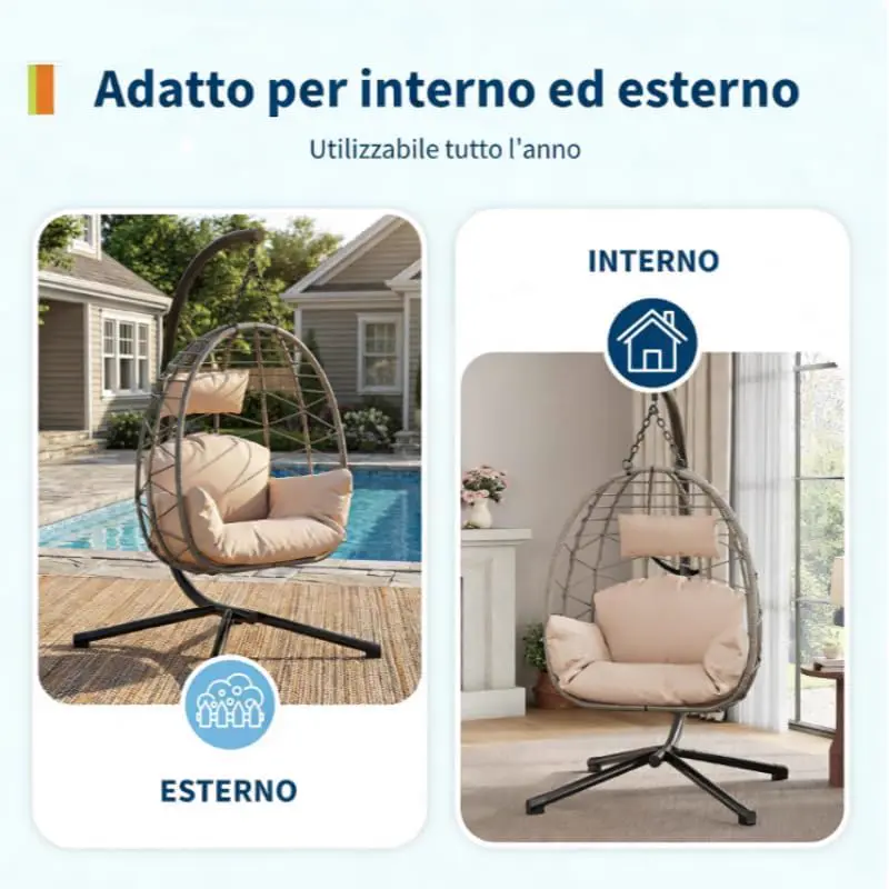 Fauteuils suspendus en acier beige vue 5