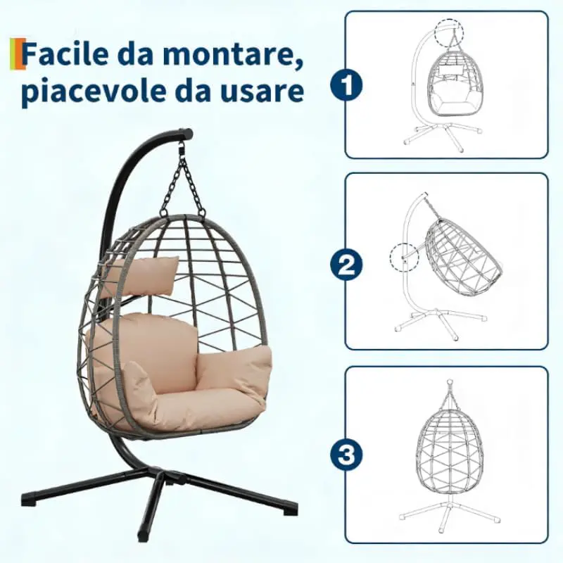 Fauteuils suspendus en acier beige vue 7