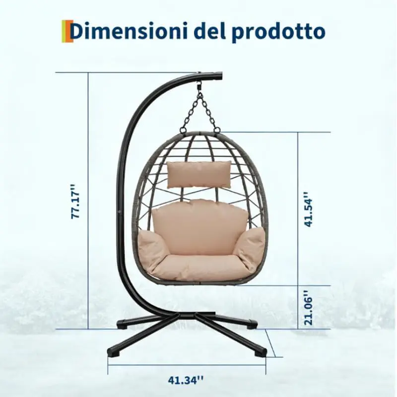 Fauteuils suspendus en acier beige vue 8