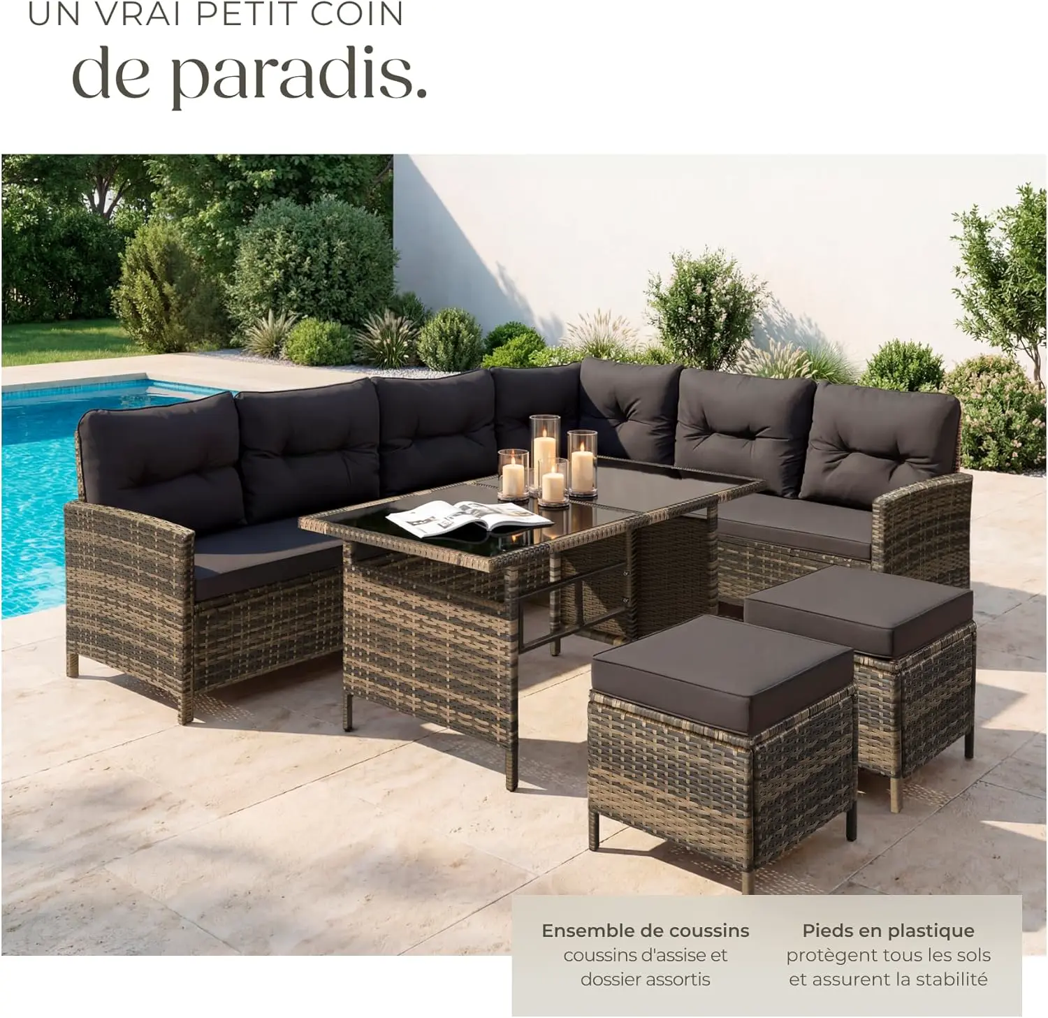 Salon de jardin en rotin 65,5 x 66 cm vue 4