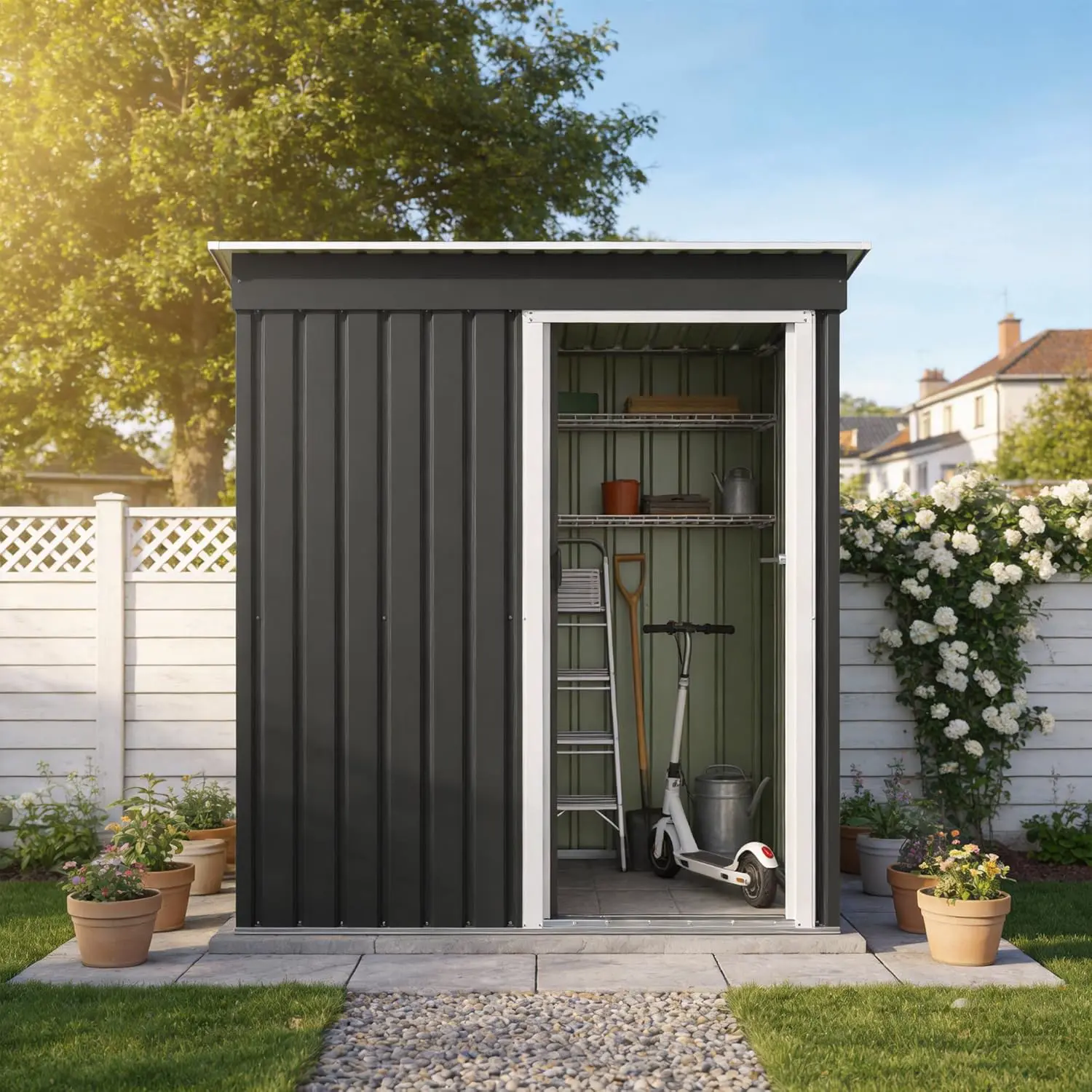 Abri de jardin en métal en métal noir 5x3 vue 2