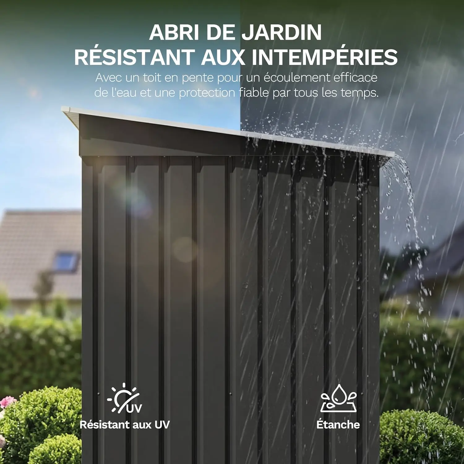 Abri de jardin en métal en métal noir 5x3 vue 3
