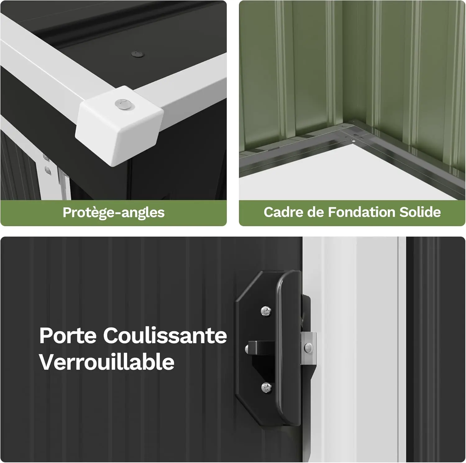 Abri de jardin en métal en métal noir 5x3 vue 4