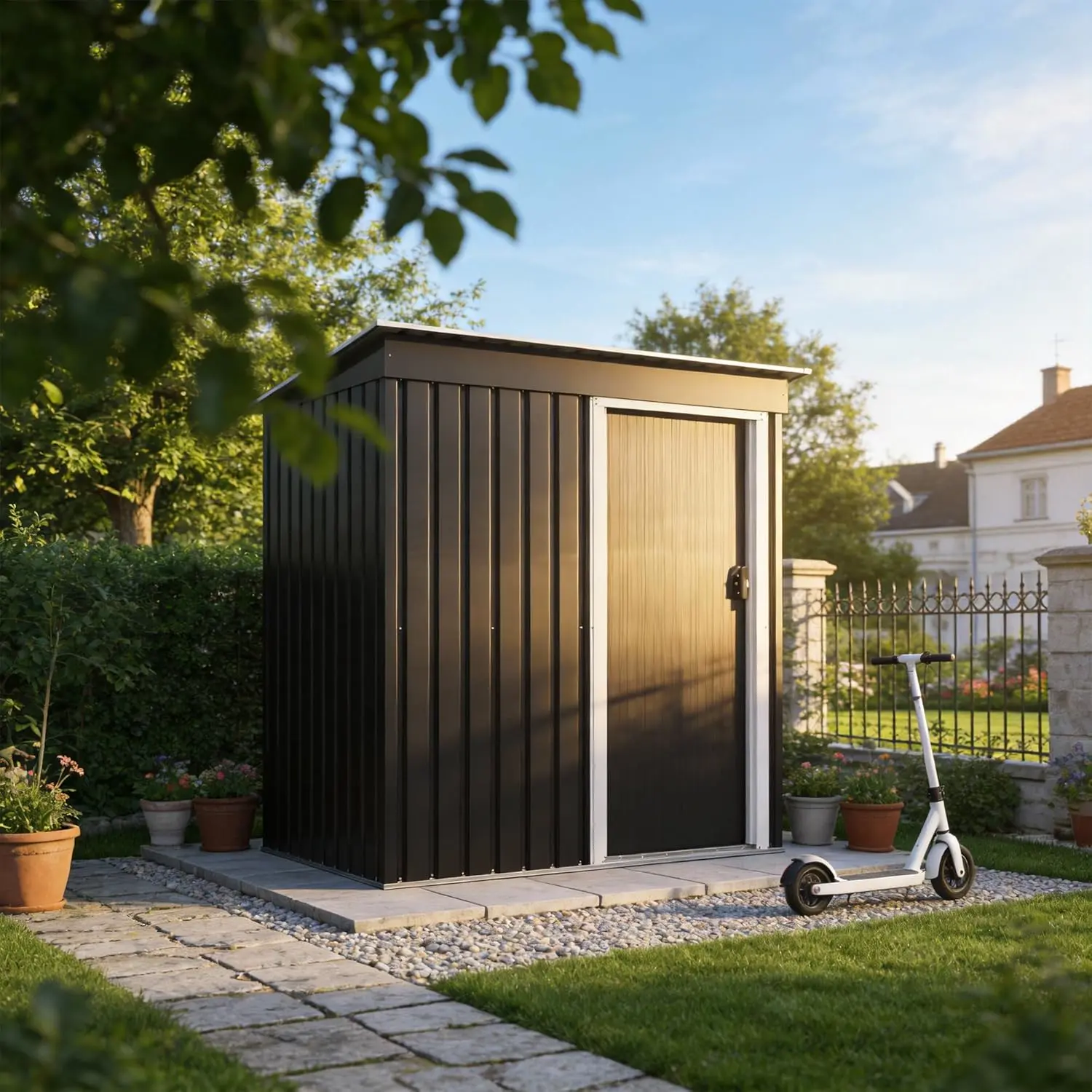 Abri de jardin en métal en métal noir 5x3 vue 6