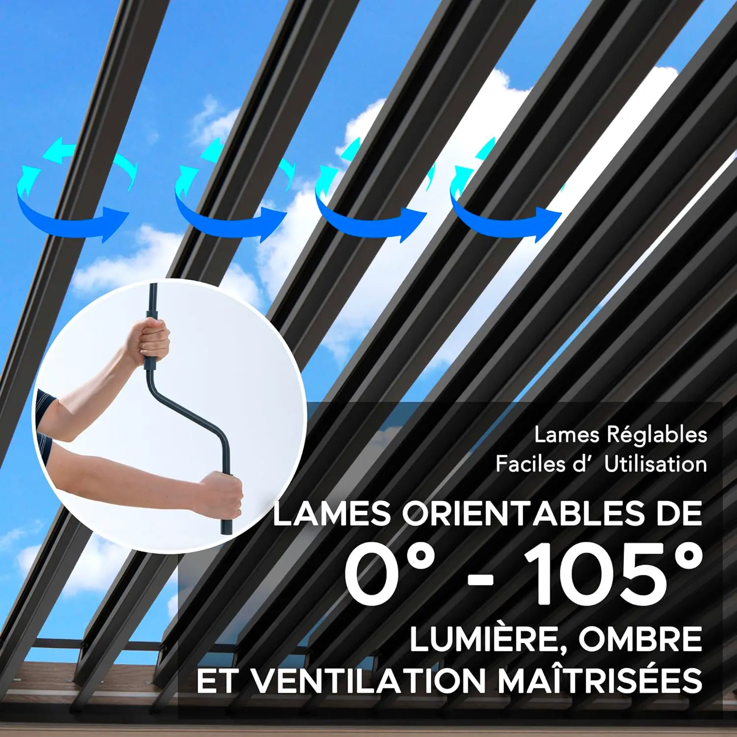 Pergola en aluminium 3x3m vue 3