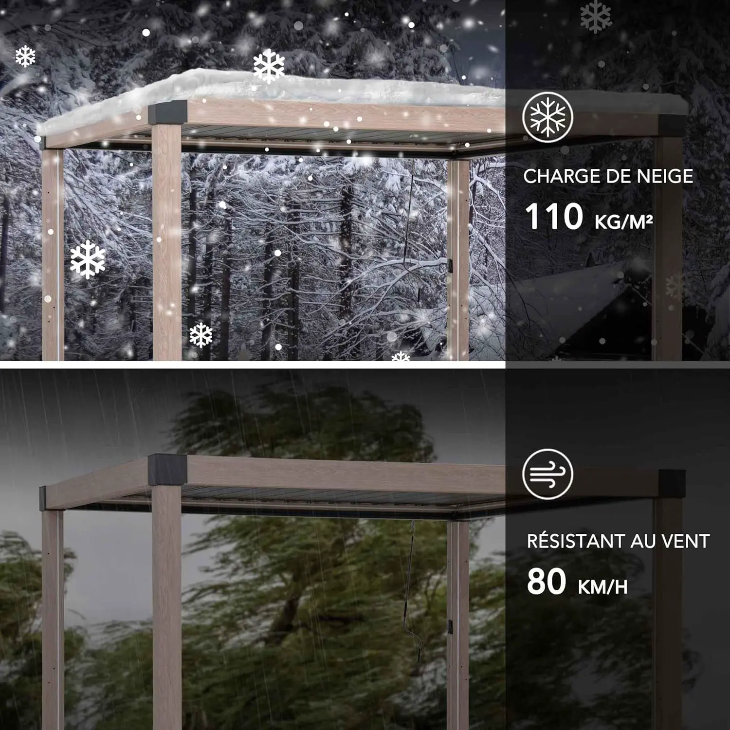 Pergola en aluminium 3x3m vue 8