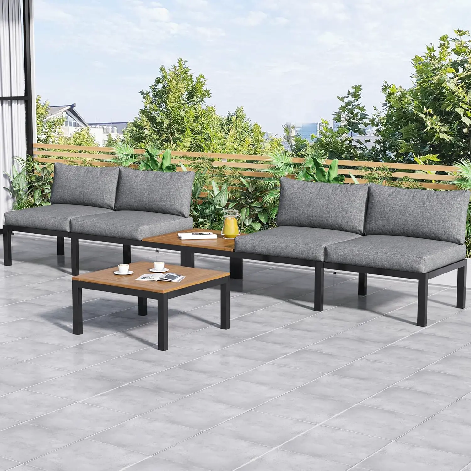 Salon de jardin en acier naturel 60 × 66 cm vue 3
