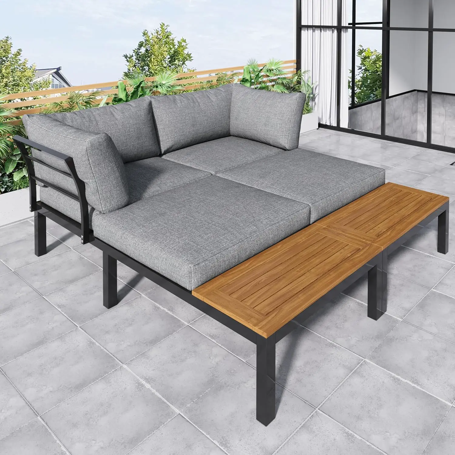 Salon de jardin en acier naturel 60 × 66 cm vue 4