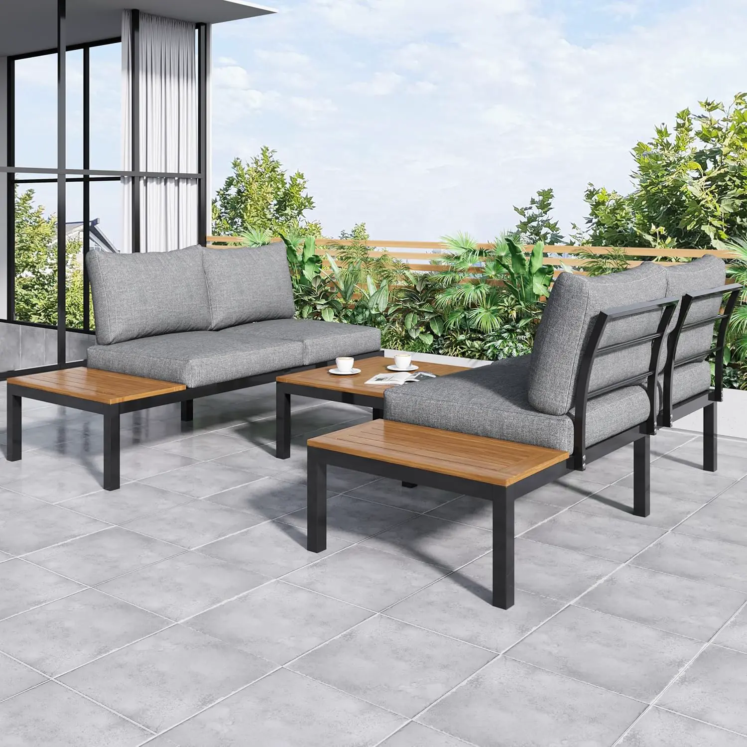 Salon de jardin en acier naturel 60 × 66 cm vue 5