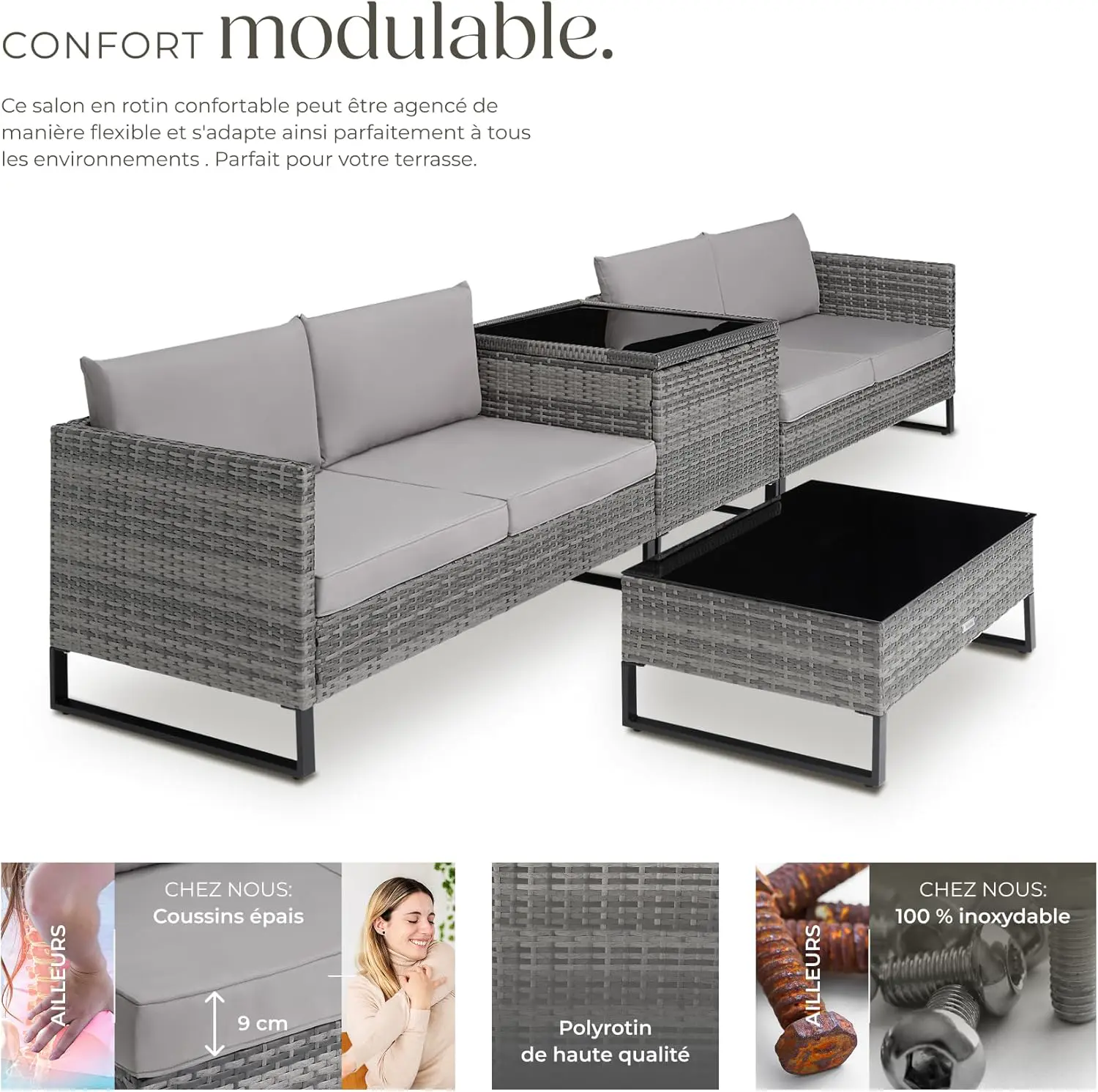 Salon de jardin en rotin vue 3