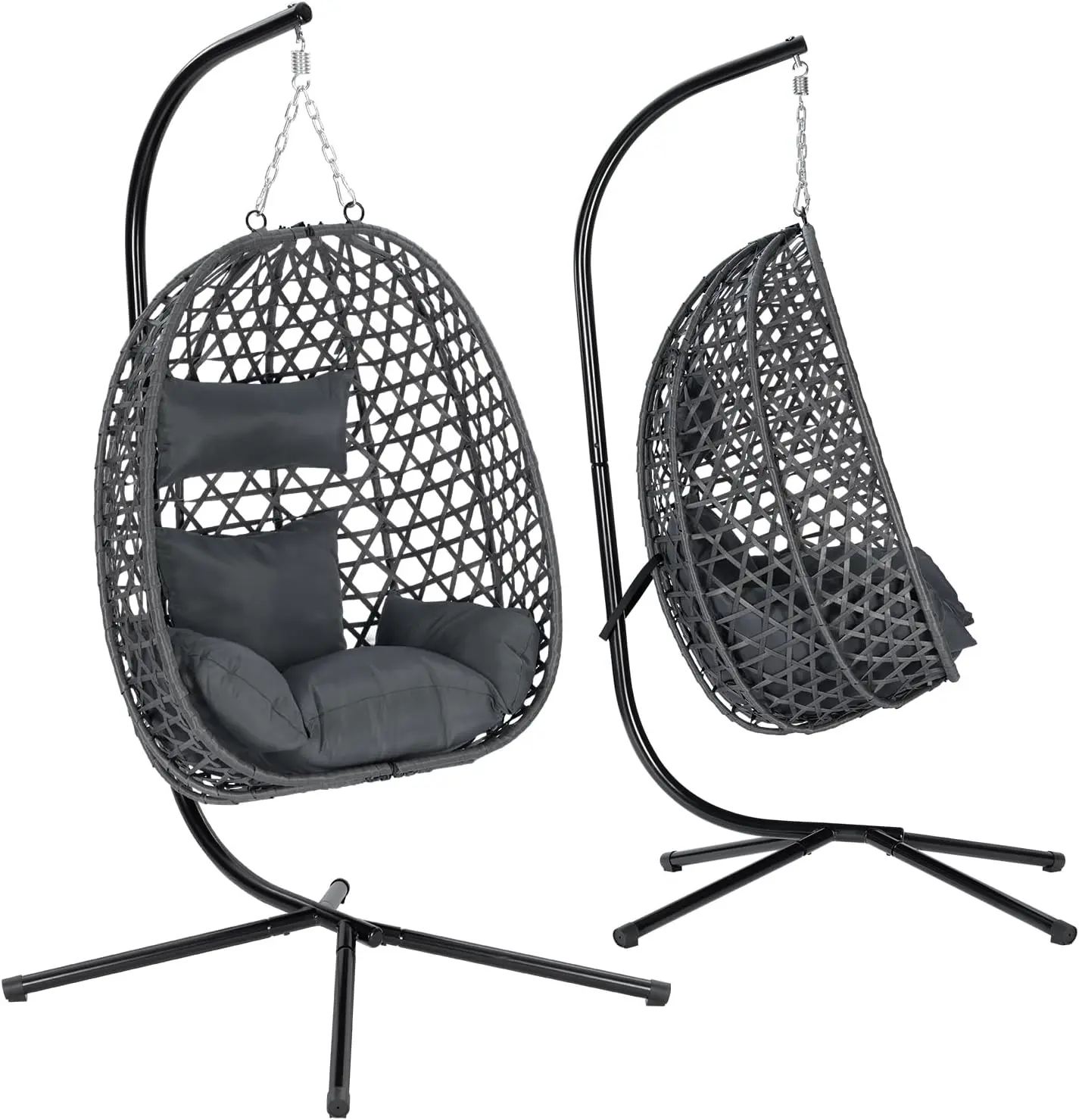 Fauteuils suspendus en métal gris 105x195 cm vue 1